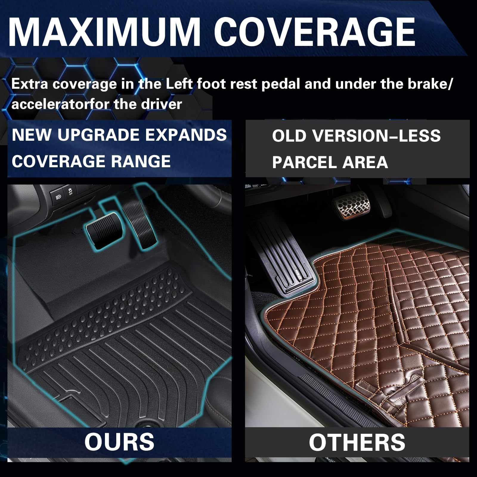 Floor Mats for 2016-2022 Honda HR-V,All-Weather TPE Rubber Car Floor Mats Custom Fit Full Set Includes 1st and 2nd Rows Maximum