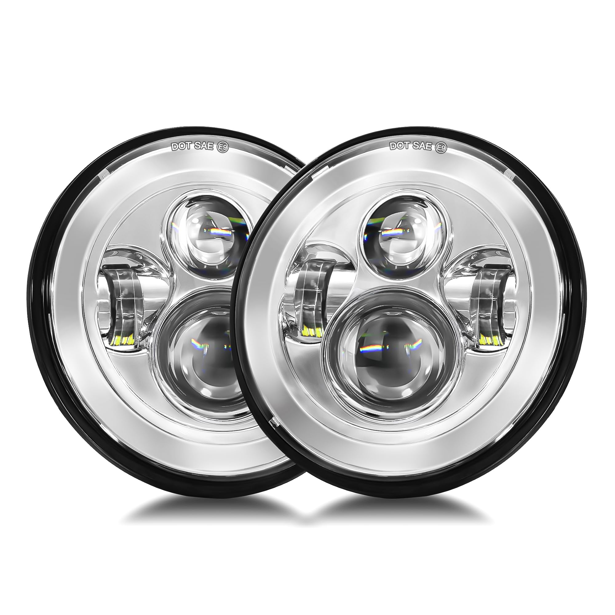 Uni-Shine 2Pcs Projector 7 Inch Led Headlight Hi/Lo Beam Chrome Dot Approved 7 Round H6024 Led Headlight Compatible With Jeep Wr