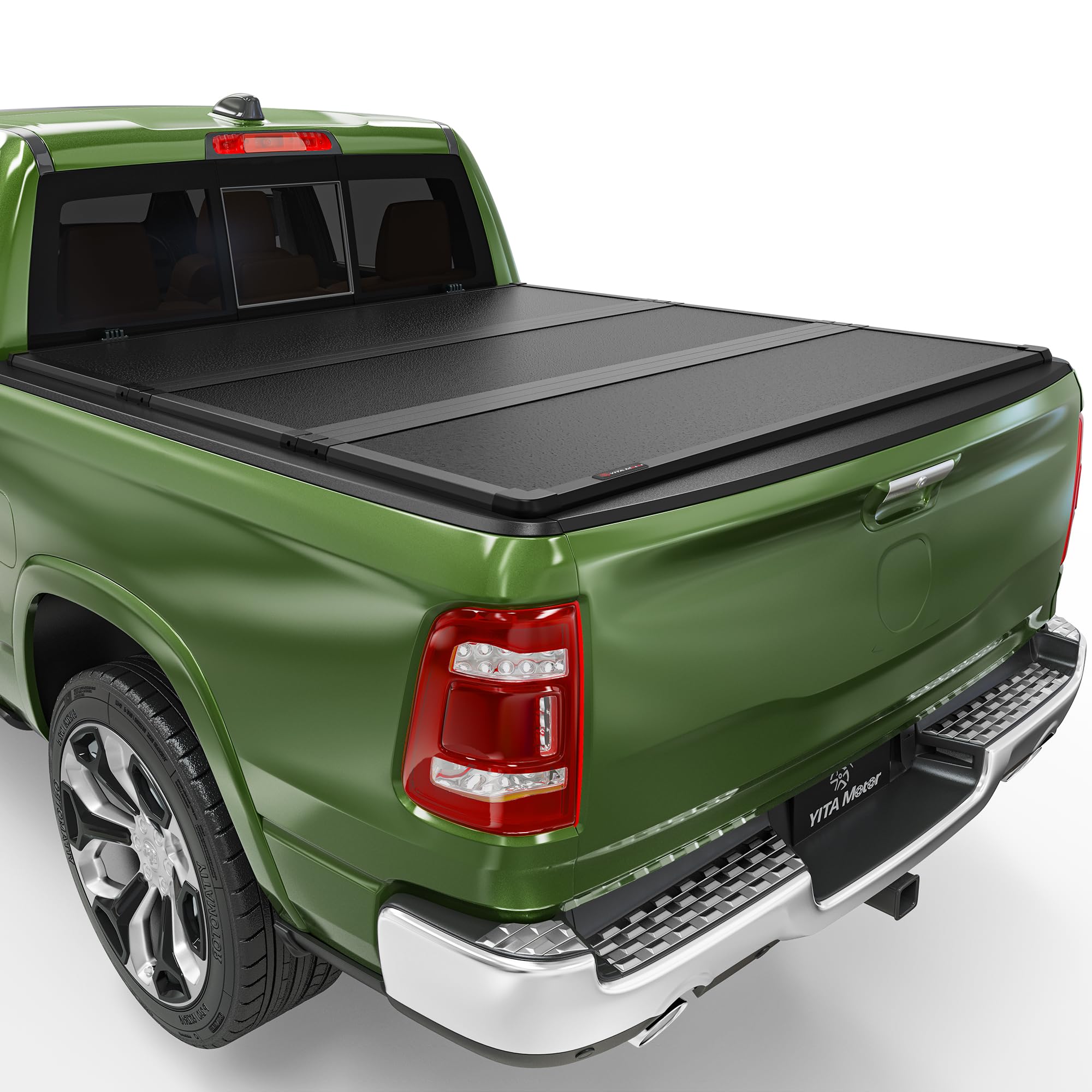 Yitamotor Frp Hard Tri-Fold Truck Bed Tonneau Cover Compatible With 2009-2024 Dodge Ram 1500 (19-24 Classic Only), 5.7 Ft Bed Wi