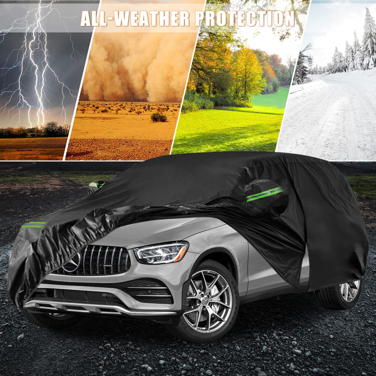 Waterproof Car Covers Replace For 2016-2025 Mercedes Benz Glc 300 350E, 6 Layers All Weather Car Cover With Zipper Door & Windpr