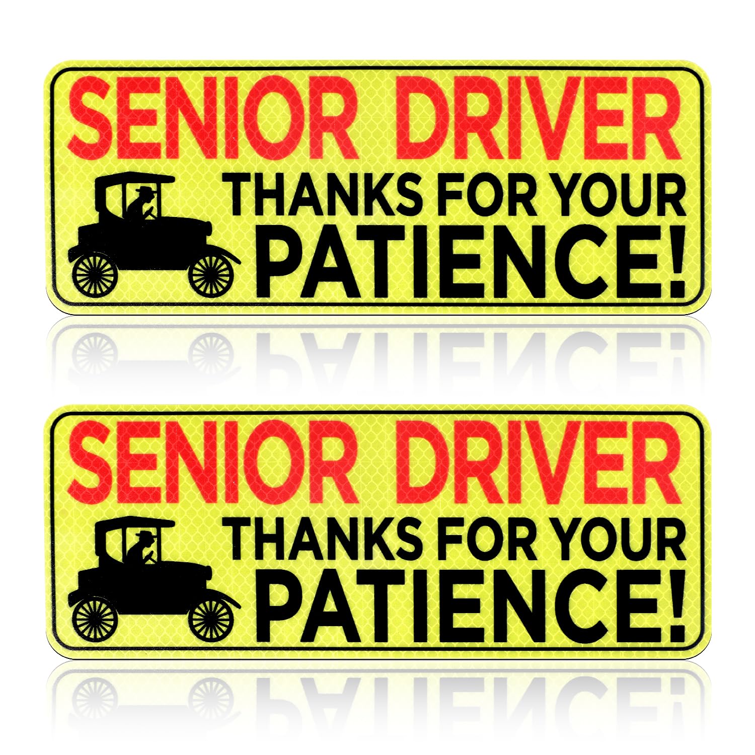 2pcs Senior Driver Car Magnet - Please Be Patient 10.24x3.94in Elderly Driver Sticker Reflective Magnetic Safety Sign