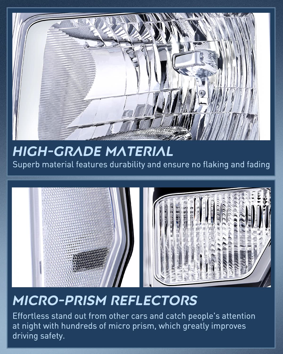 Nilight Headlight Assembly 2009 2010 2011 2012 2013 2014 F150 Chrome Housing Clear Corner Clear Lens Headlamp Replacement Driver