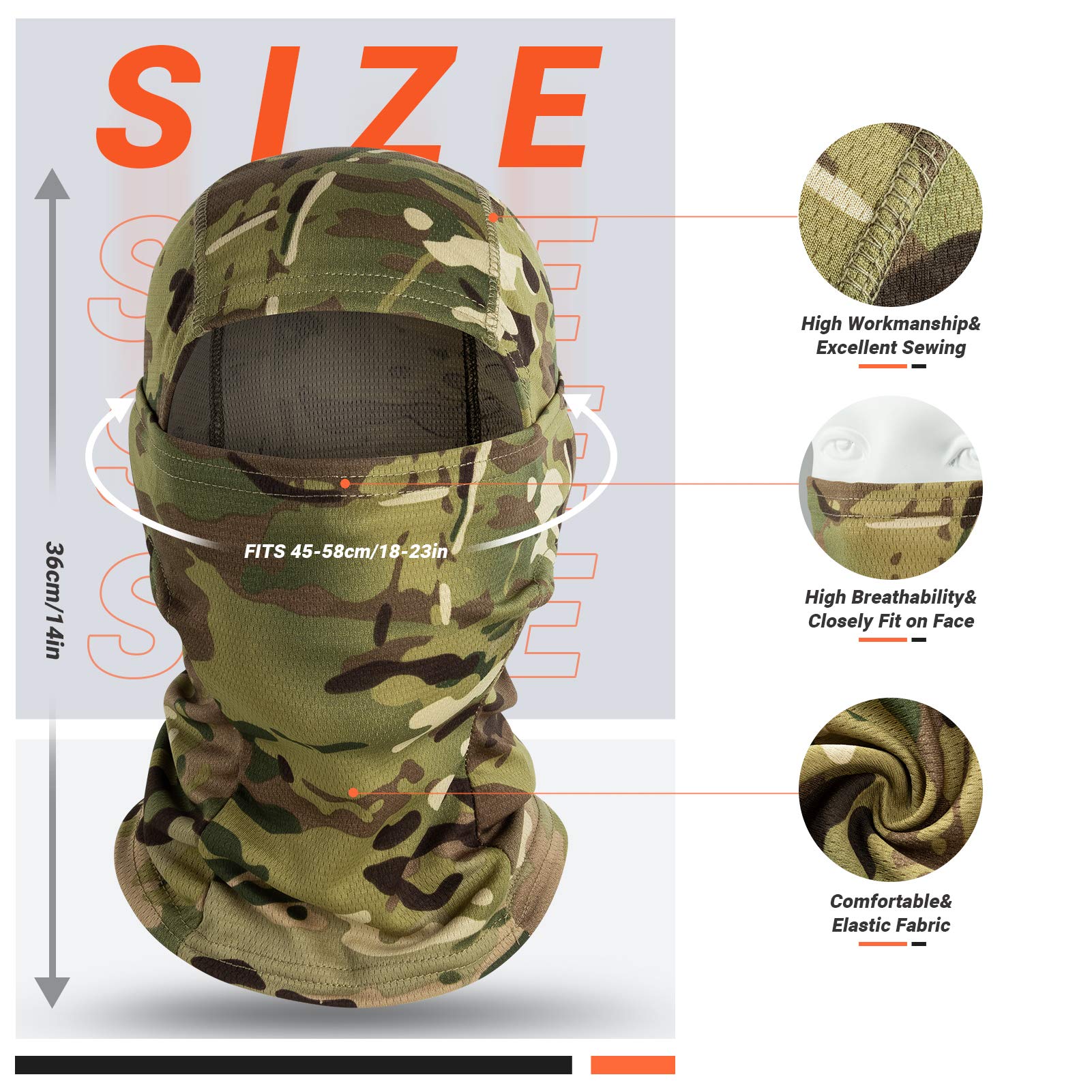 Vulkit Balaclava Face Mask Uv Protection For Women Men Leightweight Sun Tatical Hood Fishing Riding Motorcycle (Wild Black, Regu