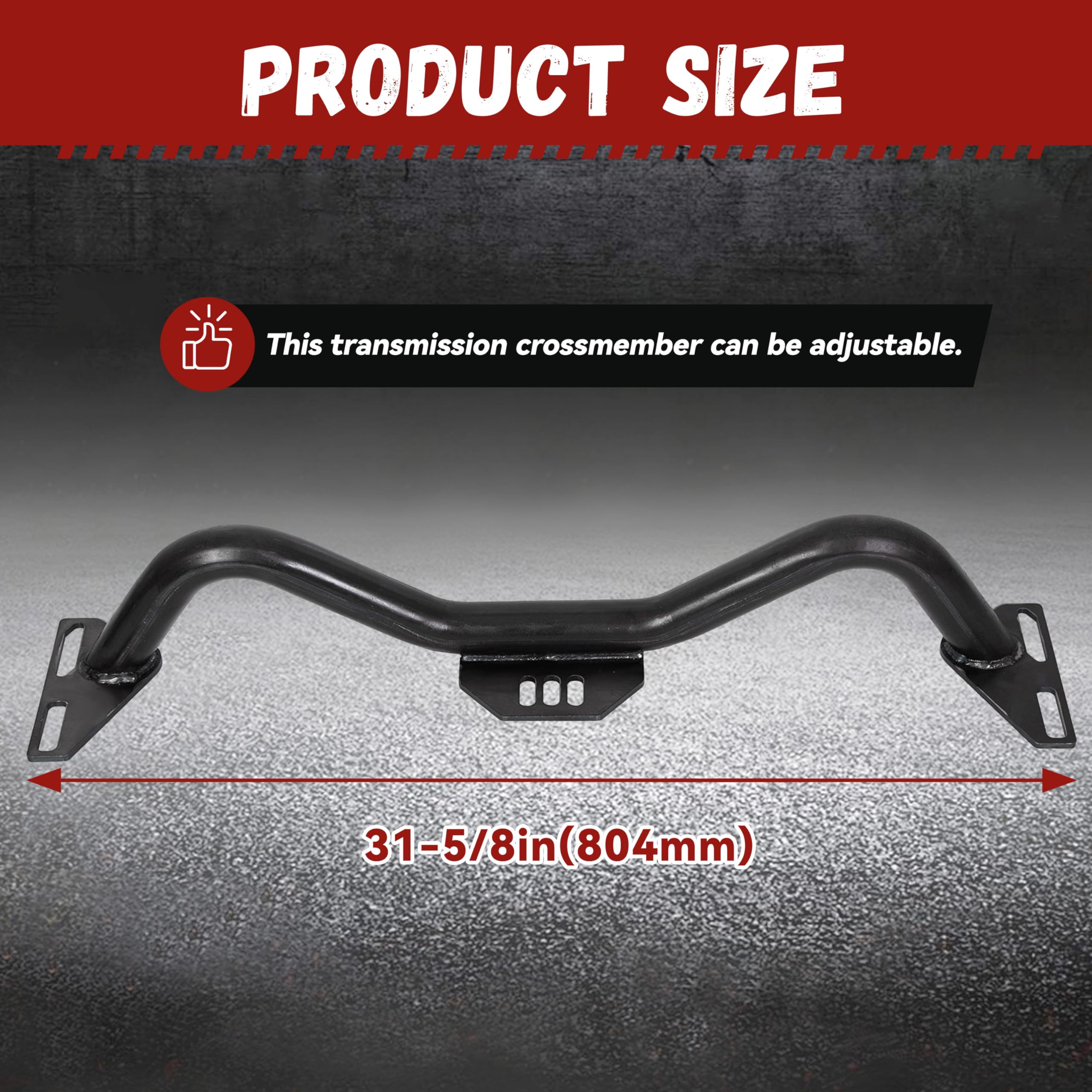 Kojem Adjustable Transmission Crossmember Compatible with 1964-1987 Chevy/GMC C10 C20 2WD Trucks Blazer Suburban Transmission Cr