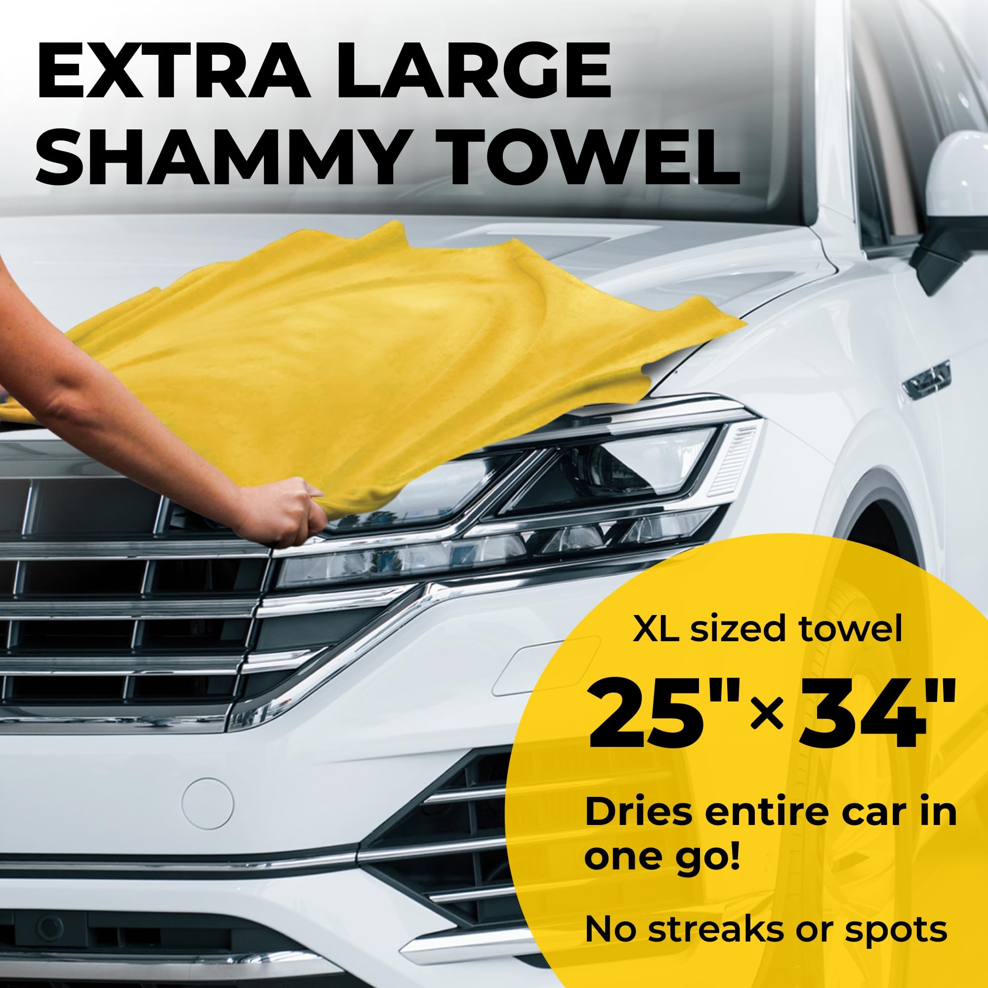 Premium Xl Shammy Towel For Car - 2Pk (34   X25   ) - Super Absorbent Chamois Towel For Car - Spots & Scratch-Free Shammy Cloth