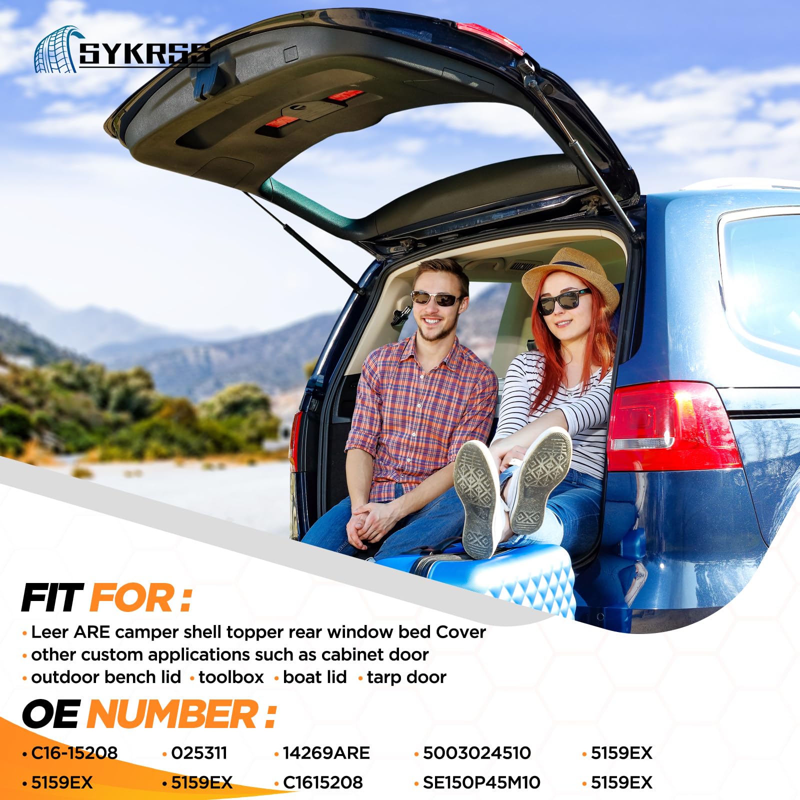 SYKRSS C16-15208 16 '' Gas Strut 16 inch 45Lbs/200N Struts Shock Lift Support Gas Spring for Leer are Camper Shell Topper Rear W