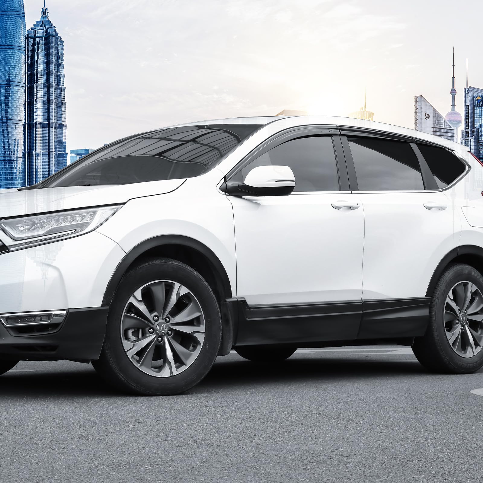 Aclong Black Rain Guards Fit For Honda Cr-V (Crv 2017 2018 2019 2020 2021 2022 Tape-On Side Shatterproof Window Visor, Window De