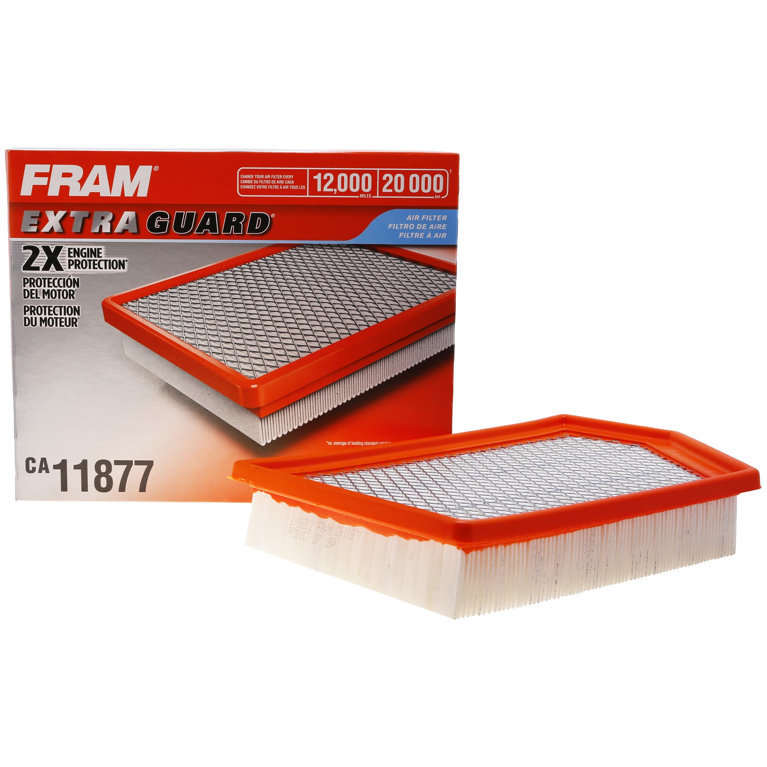 FRAM Extra Guard CA11877 Replacement Engine Air Filter for Select 2014-2018 Jeep Cherokee (3.2L & 2.4L) Models, Provides Up to 1