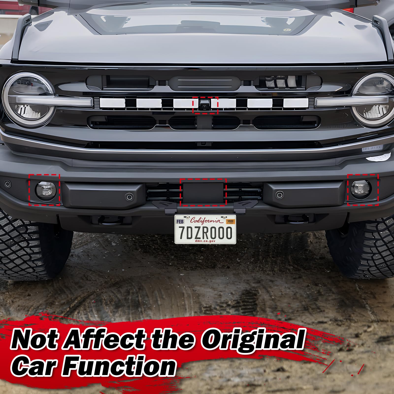 Mabett License Plate Bracket For Ford Bronco 2024 2023 2022 2021 2/4-Door, No-Drilling License Plate Frame For Standard Plastic