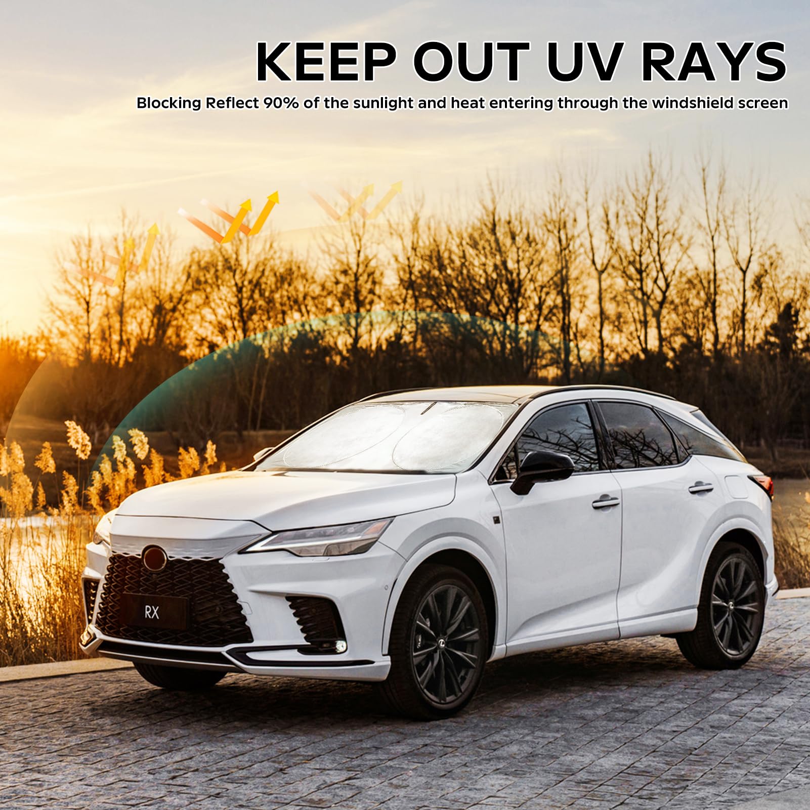 Insauto For Rx 2025 Windshield Sun Shade Sunshade Custom-Fit For Lexus Rx Suv 2016-2022 2023 2024 Windshield Cover Front Window