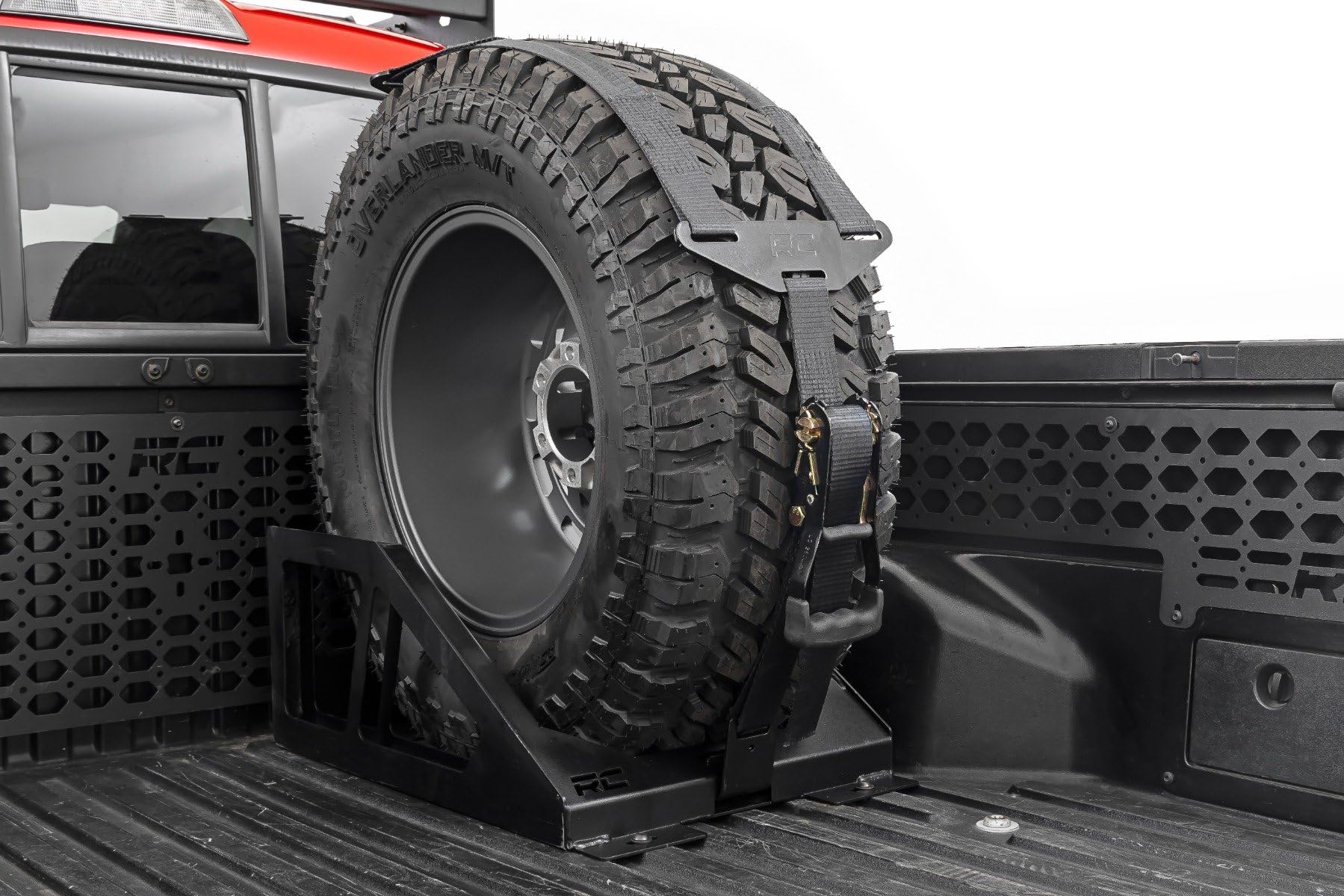 Rough Country Universal Bed Mount Spare Tire Carrier for Pickup Trucks - Fits Tires 33'' to 40''