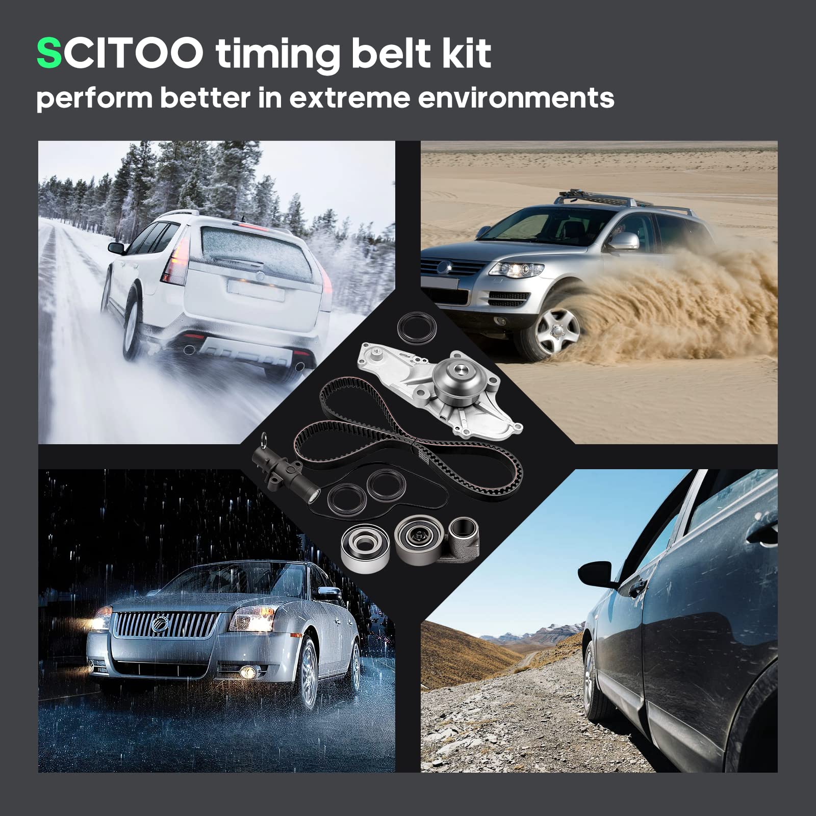 Scitoo Engine Timing Belt Kit Fits 2003-2018 For Acura Mdx Rdx Rl Tl Tsx Zdx For Honda For Accord Crosstour Odyssey Pilot Ridgel