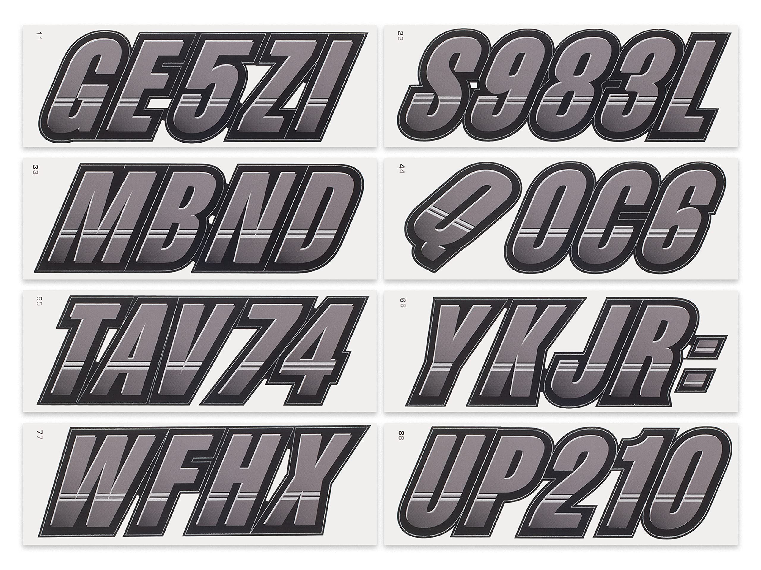 Stiffie Techtron Gunmetal/Black 3'' Boat & Pwc Registration Decals  Numbers Letters Stickers