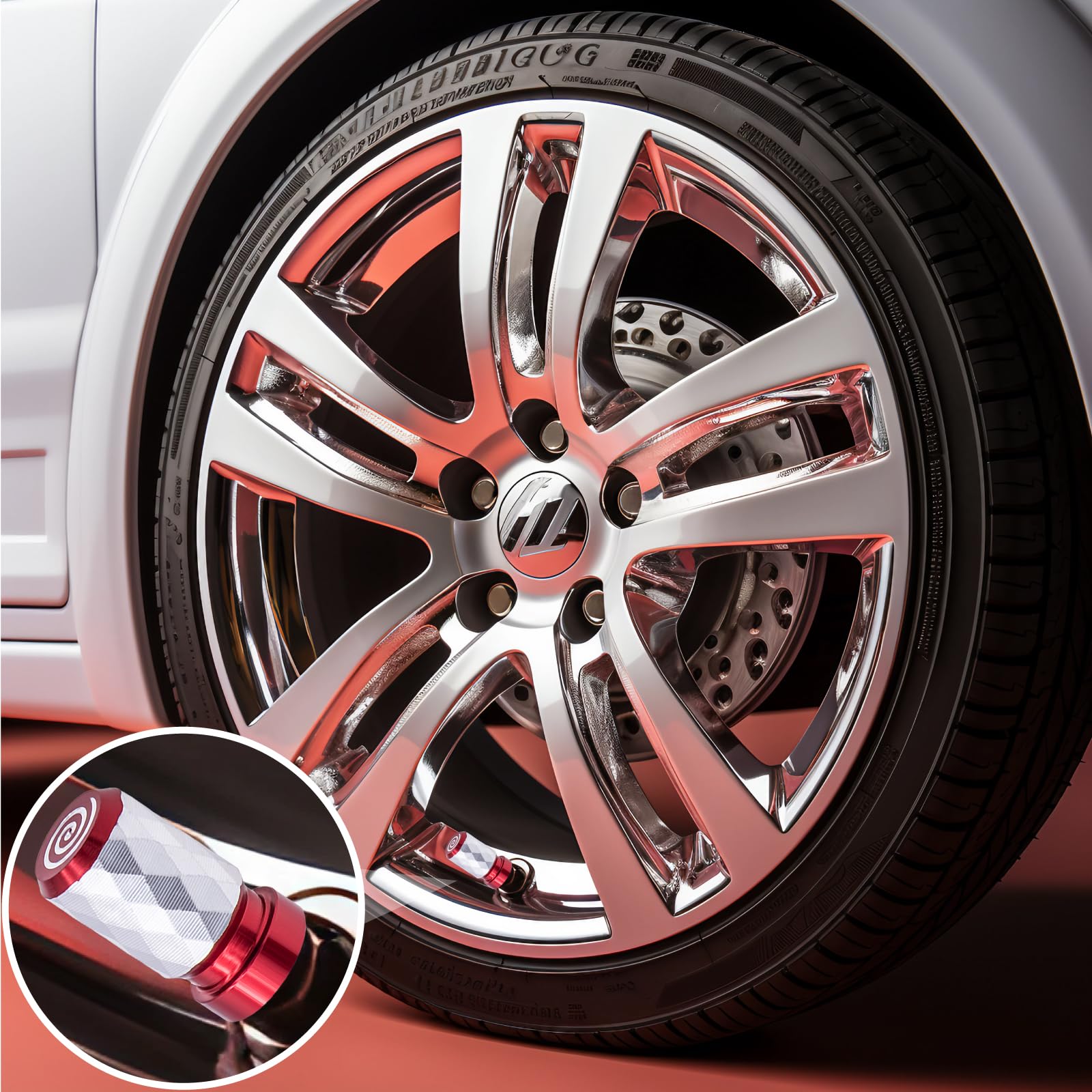 Meajoo 4Pcs Car Tire Valve Stem Cap, Aluminum Alloy Leak-Proof Tyre Air Valve Caps, Corrosion Resistant Airtight Dust Proof Cove