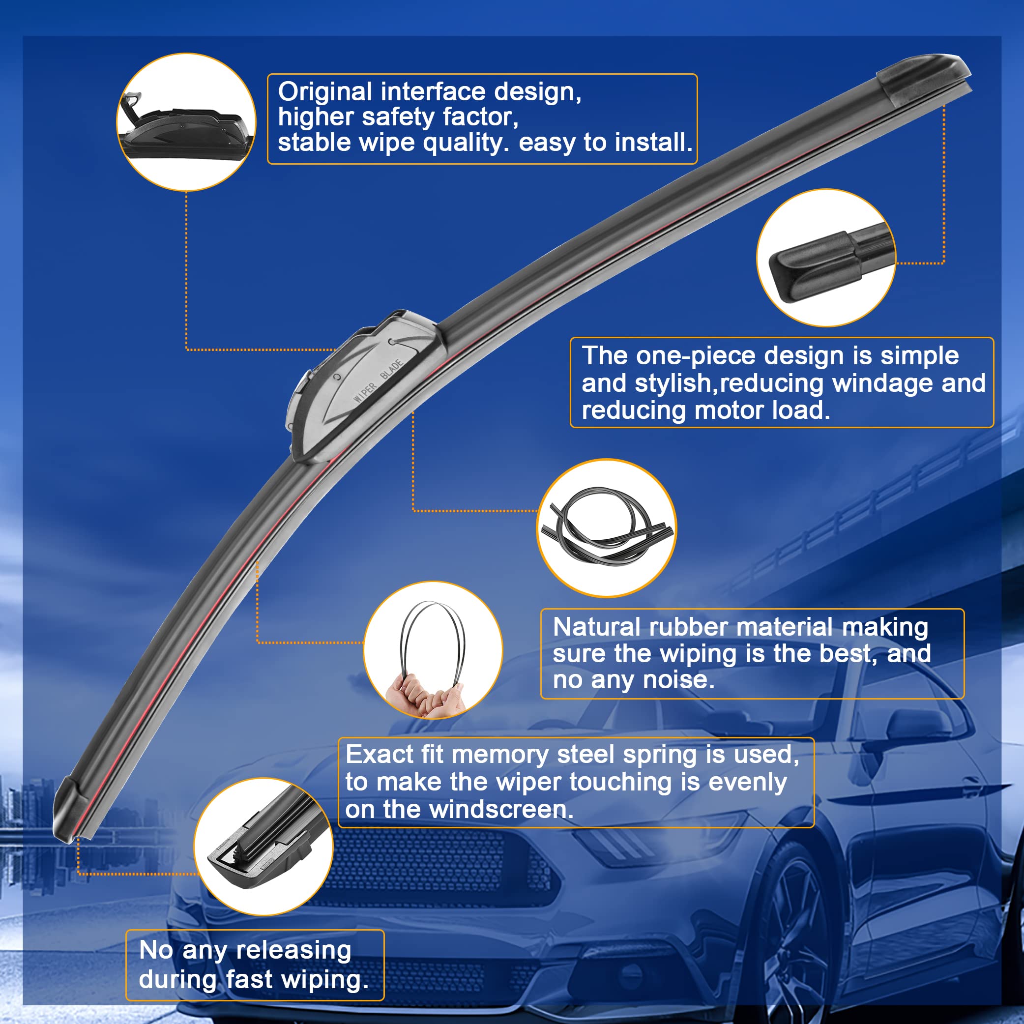 Raintok Windshield Wiper Blades Replacement For Toyota Prius C 2012 2013 2014 2015 2016 2017 2018 2019 Original Factory Quality