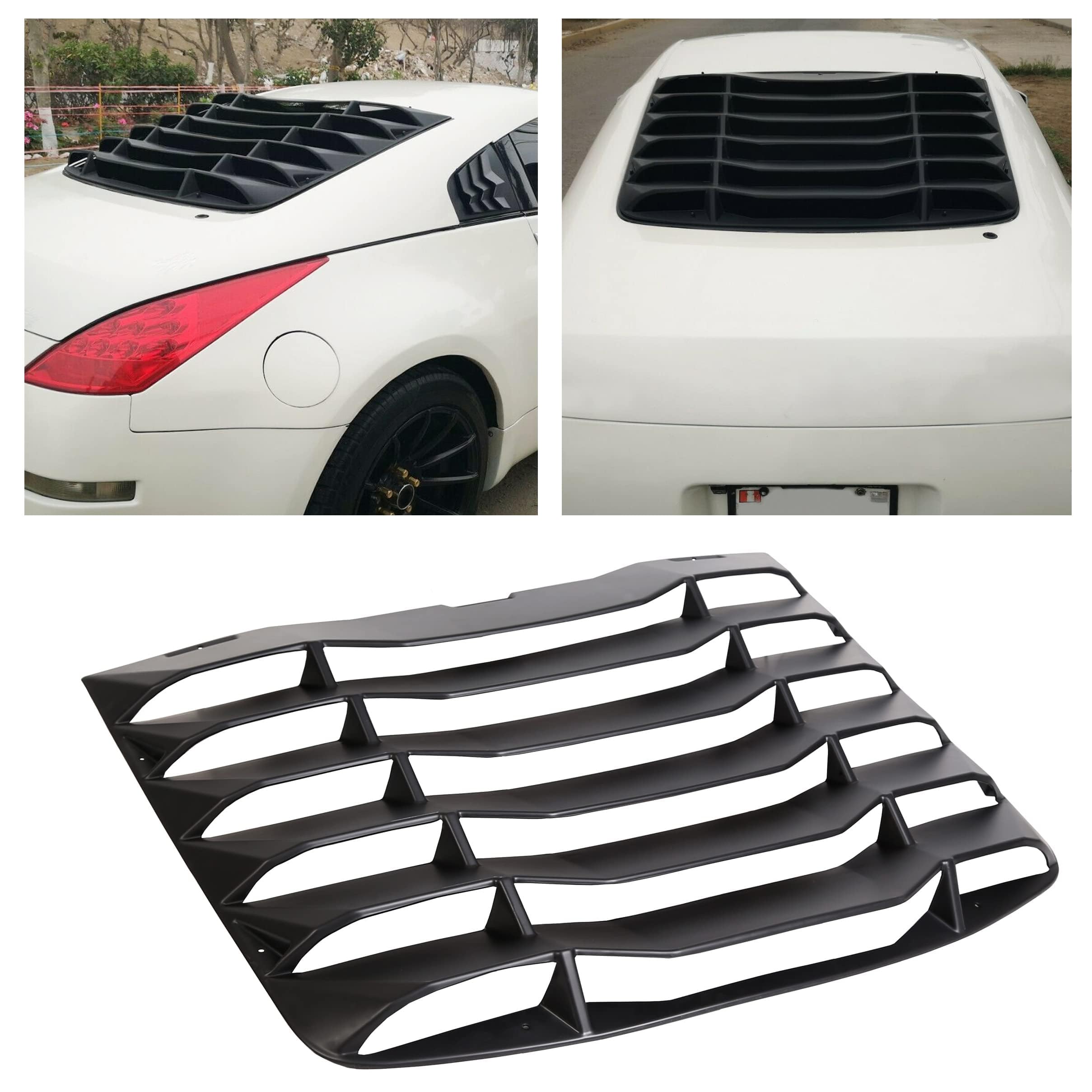 Ecotric Rear Windshield Louvers Window Sun Shade Cover Abs Compatible With 2003-2008 Nissan 350Z Matte Black