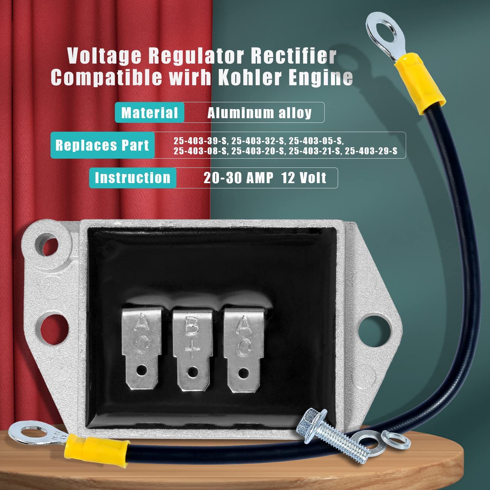 25 403 39-S 25-403-32-S Voltage Regulator Rectifier Compatible With Kohler Engine Ch730-0165 Ch730-0170 62570 64569 Ech749 Ecv740 Replace 25 403 05-S 25 403 08-S 25 403 20-S 25 403 21-S 25 403 29-S