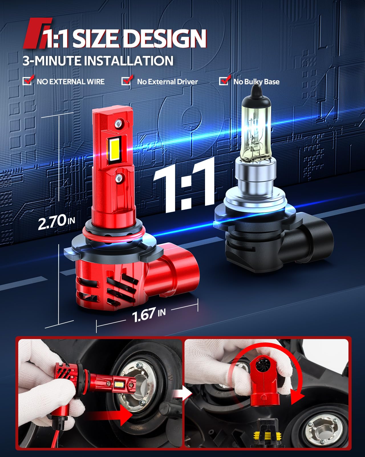 Torchbeam 9005 Fog Bulbs Cambo 32000Lm Brightness With Extra Wide View, Canbus Ready 6500K 9005 Fog Lamps 50000+ Hours Wireless,