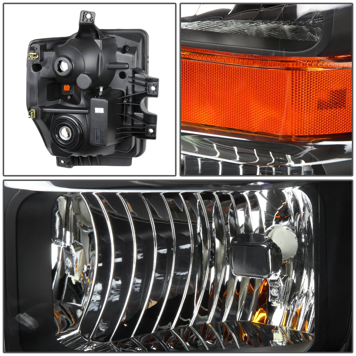 Dna Motoring Hl-Oh-Fsuper08-Bk-Am Black Amber Headlights Replacement Compatible With 08-10 F-250 / F-350 / F-450 / F-550 Super D
