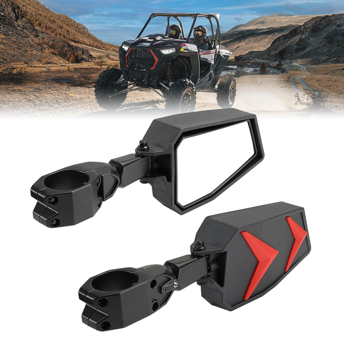 Kemimoto Utv Side View Mirrors Fits 1.75-2'' Roll Bar Compatible With Polaris Rzr 800 900 1000 Xp Turbo Pioneer Rhino Mule Teryx