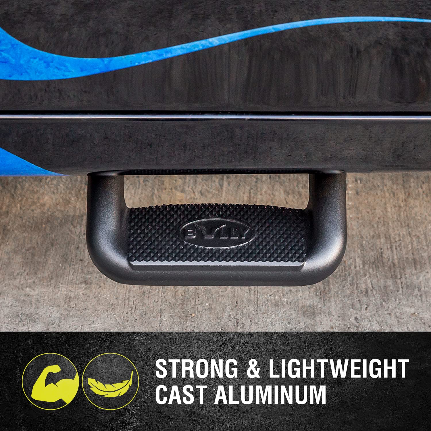 Bully BBS-1103 Black Aluminum Side Step Set, 2 Pieces with Mounting Brackets - Fits Chevy, Ford, Toyota, GMC, Dodge RAM, Jeep