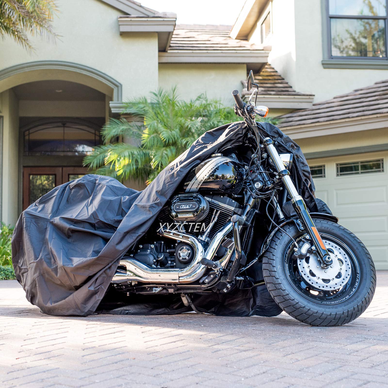 New Generation Motorcycle Cover ! Xyzctem All Weather Black Xl Large-Heavy Duty Waterproof Outdoor Protects Fits Up To 96 Inch For Harley Davidson, Honda, Suzuki,Yamaha And More