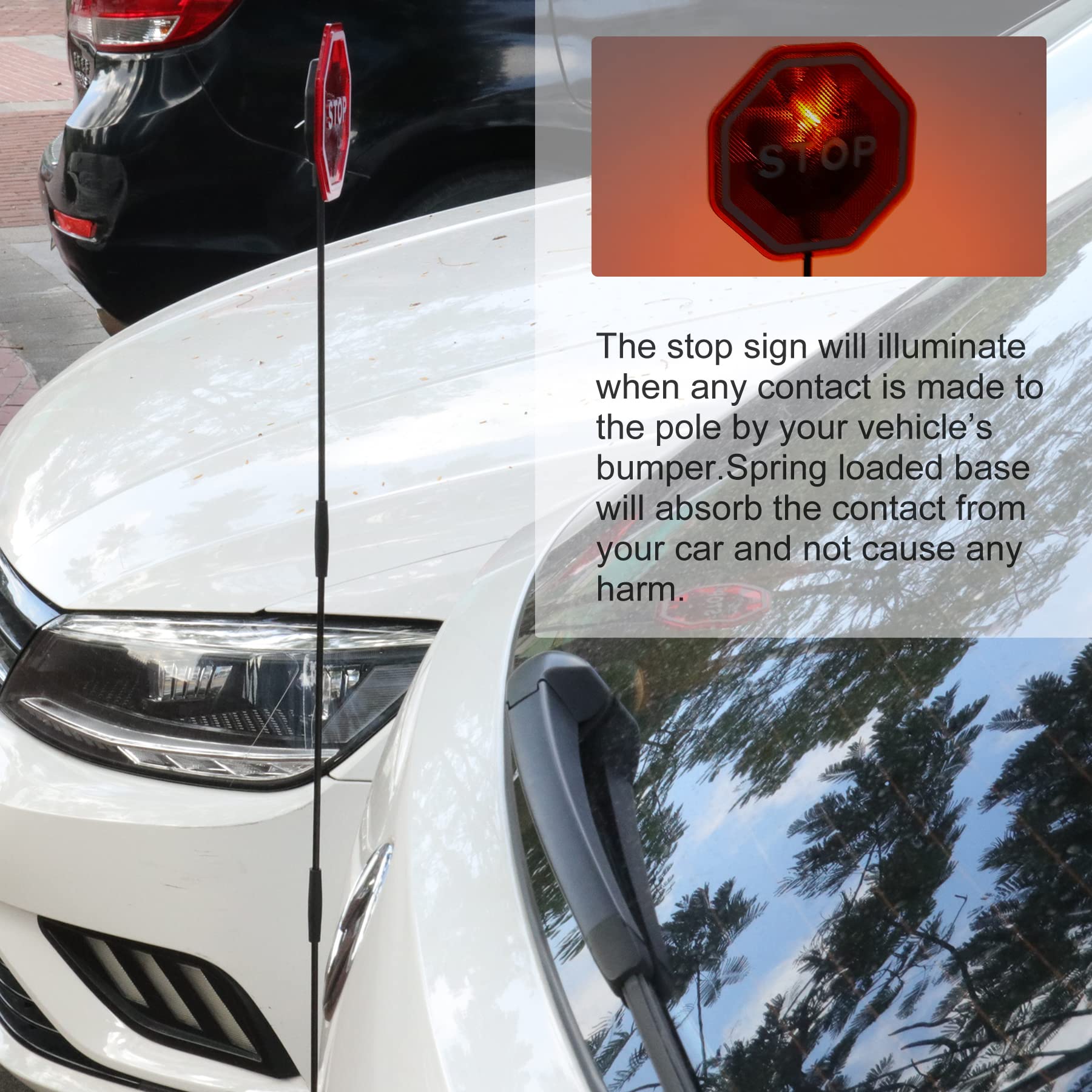Amiss Flashing Led Stop Sign For Garage Parking Assist, Parking Stopper For Garage, Garage Car Stoppers Indicator, Parking Sensors For Vehicles, Bumper Guards Aid, Car Exterior Accessories (1-Pack)