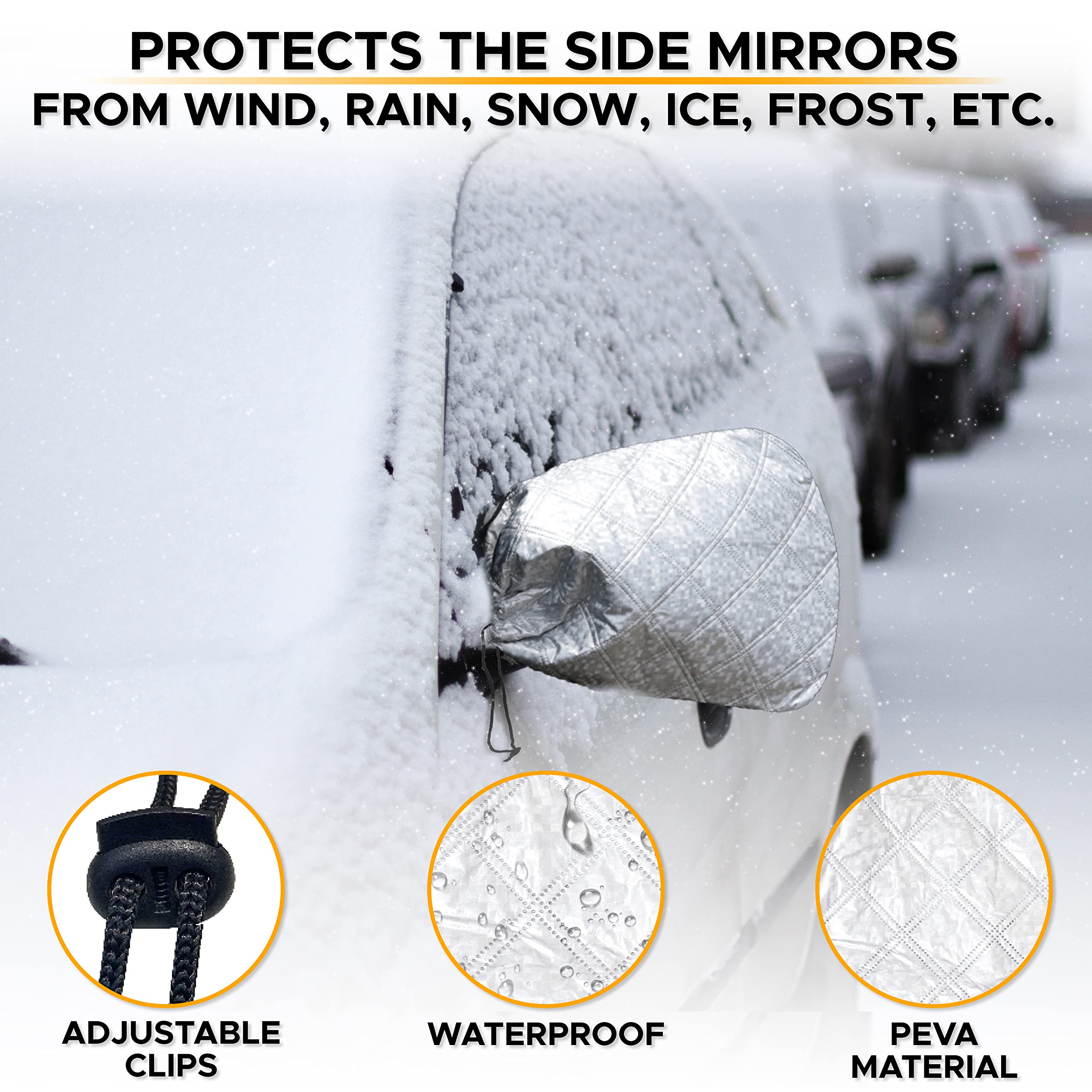 EcoNour Windshield Cover for Ice and Snow with Side Mirror and Wiper Cover | Universal Fit, Water Resistant, Car, SUV, Truck, Mi