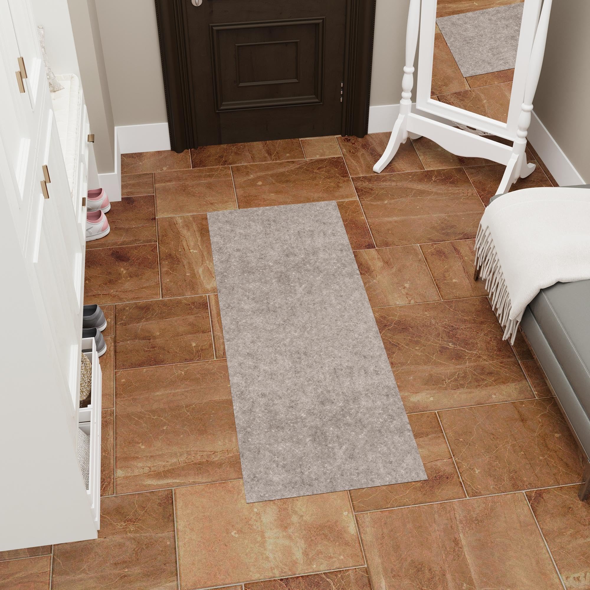 Ottomanson Solid Design Non-Slip Rubberback 3X7 Indoor/Outdoor Runner Rug For Hallway, Kitchen, Living Room, Garage, Patio, 3' X