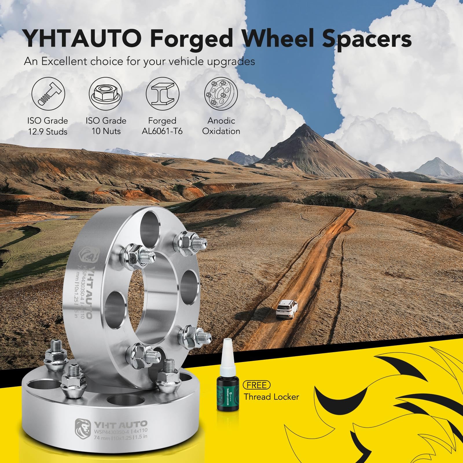 YHTAUTO 4X110 ATV UTV Wheel Spacers 1.5 Inch Fits Yamaha, Honda, Suzuki, Kawasaki, Bombardier, Grizzly, King Quad, Foreman, 4 Lu