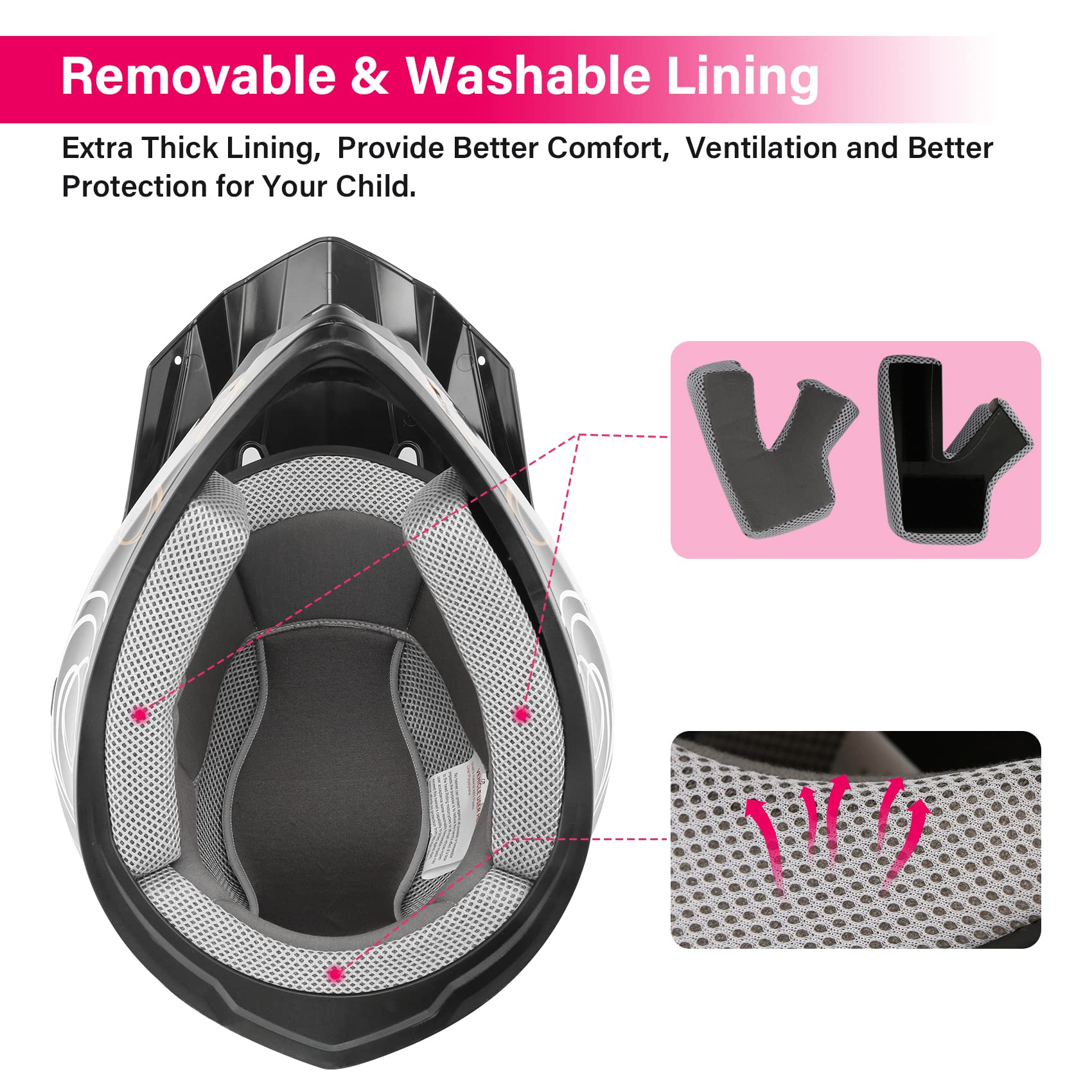 Xfmt Dot Youth Kids Motocross Offroad Street Dirt Bike Helmet Goggles Gloves Atv Mx Helmet, Graffiti