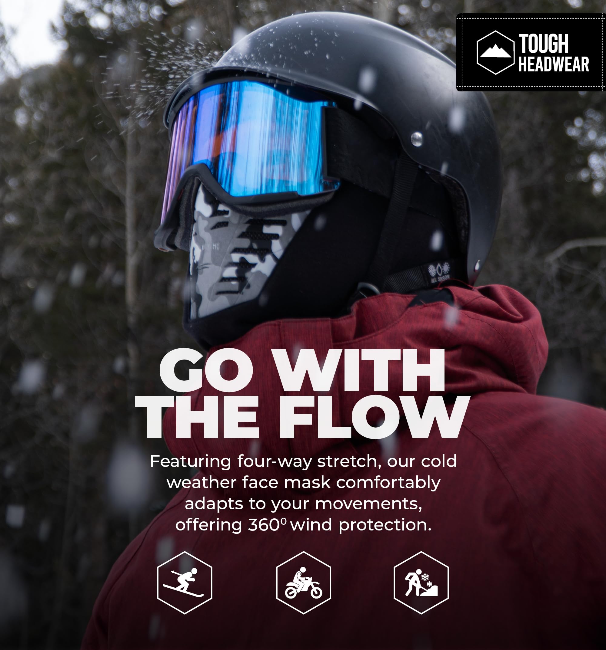 Tough Headwear Balaclava Ski Mask For Men Or Women - Heavy Fleece Winter Shiesty Cover With Air Vents - Extreme Cold Weather Fac