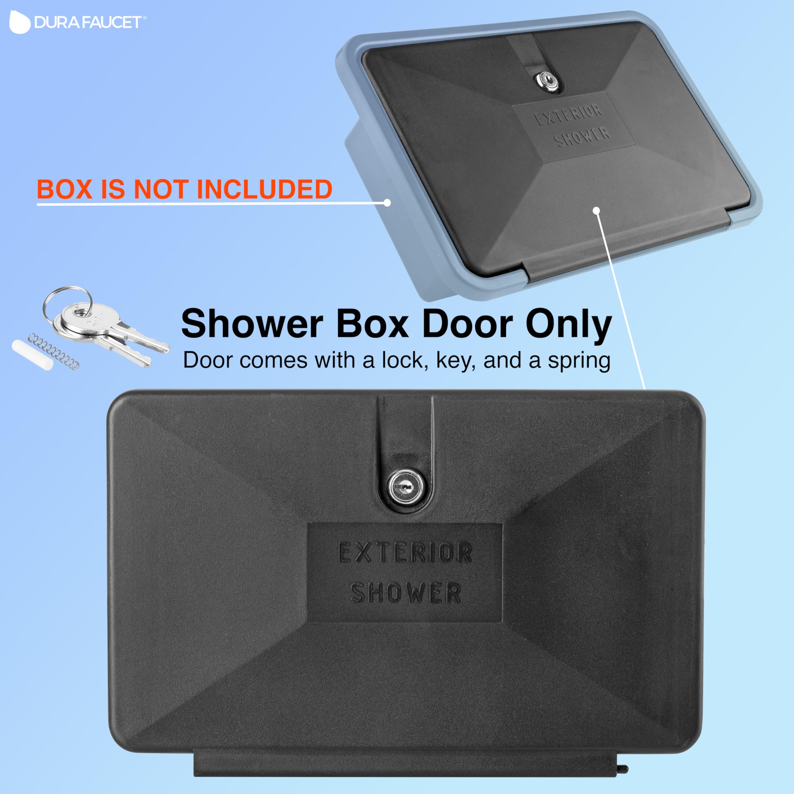 Dura Faucet Df-Sa170D-Bk Rv Weatherproof Replacement Door Brand Exterior Shower Box Kit - Lockable (Black) - Only Works Branded Shower Box Kits