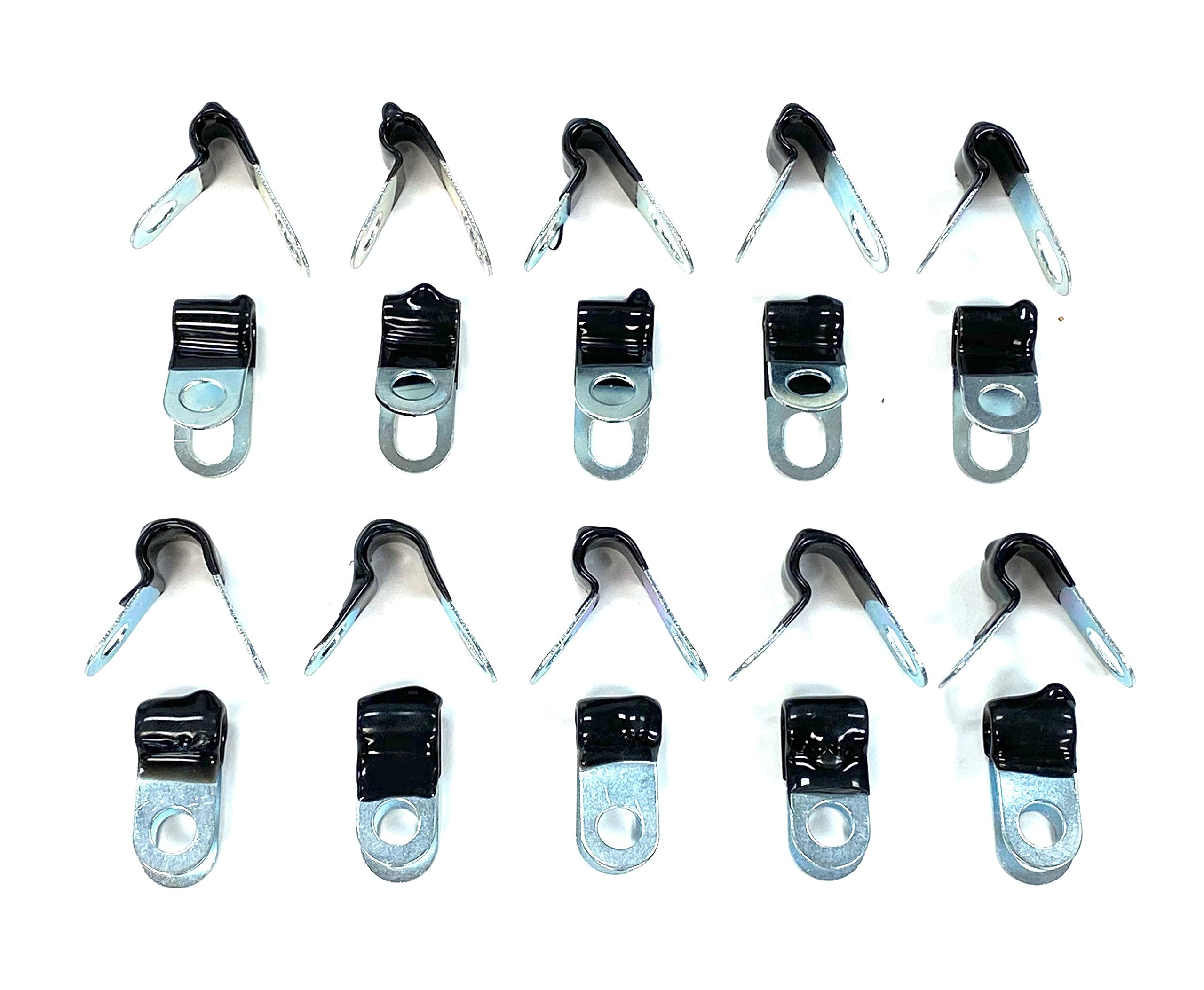 The Stop Shop Brake Line Clips for 3/16 & 1/4 Inch Tubing, Rubber Insulated (20 pcs Total)