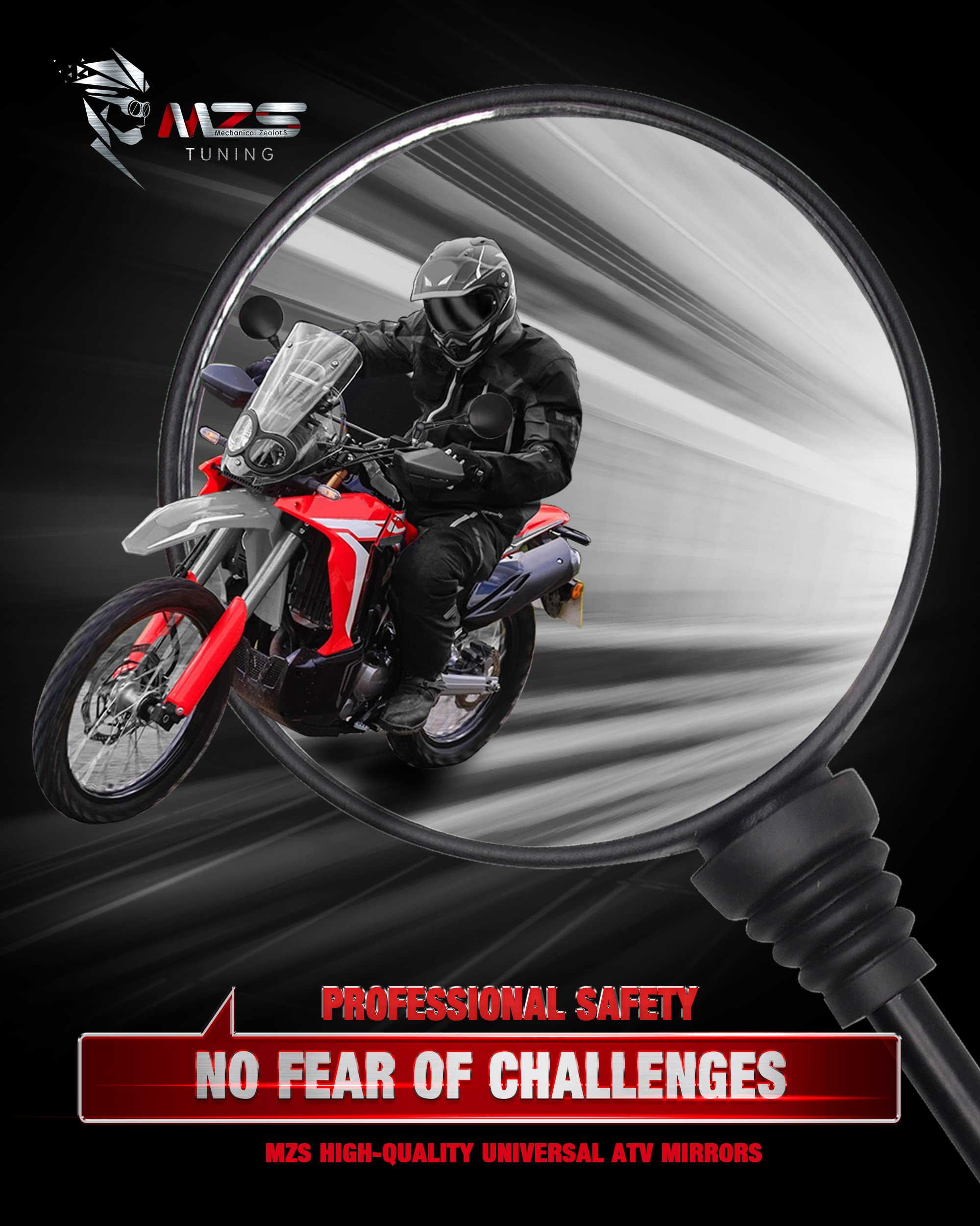 Mzs Motorcycle Mirrors, Foldable Adjustment Rear View Mirror 8Mm 10Mm Universal Handlebar Mount Round Compatible With Motorbike