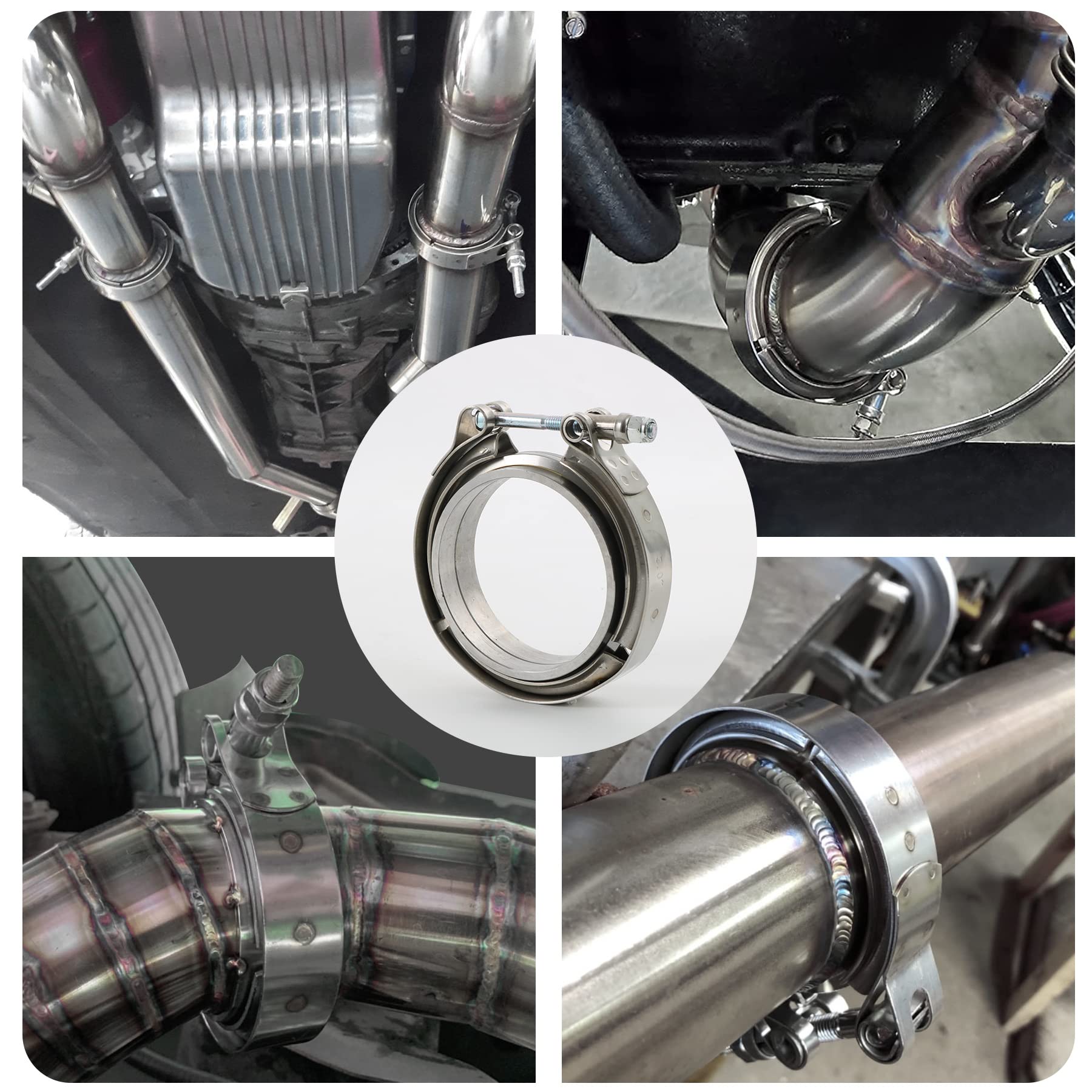 JDMSPEED New 3'' V-Band Flange & Clamp Kit Stainless Steel Replacement For Turbo Exhaust Downpipes (1)