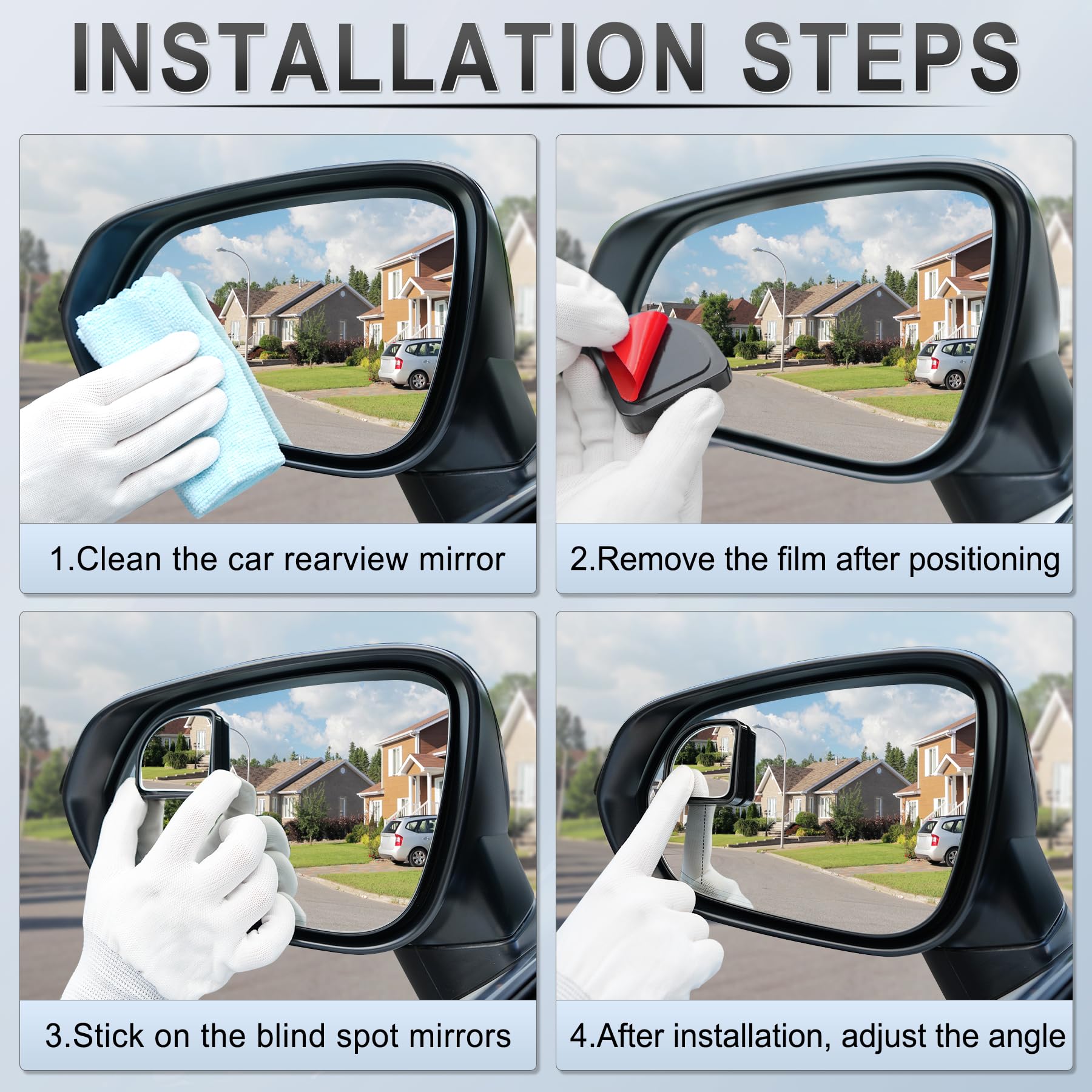 LivTee 2PCS Fan Blind Spot Mirror, HD Glass and ABS Housing Convex Wide Angle Rearview Mirror with Adjustable Stick for Universa