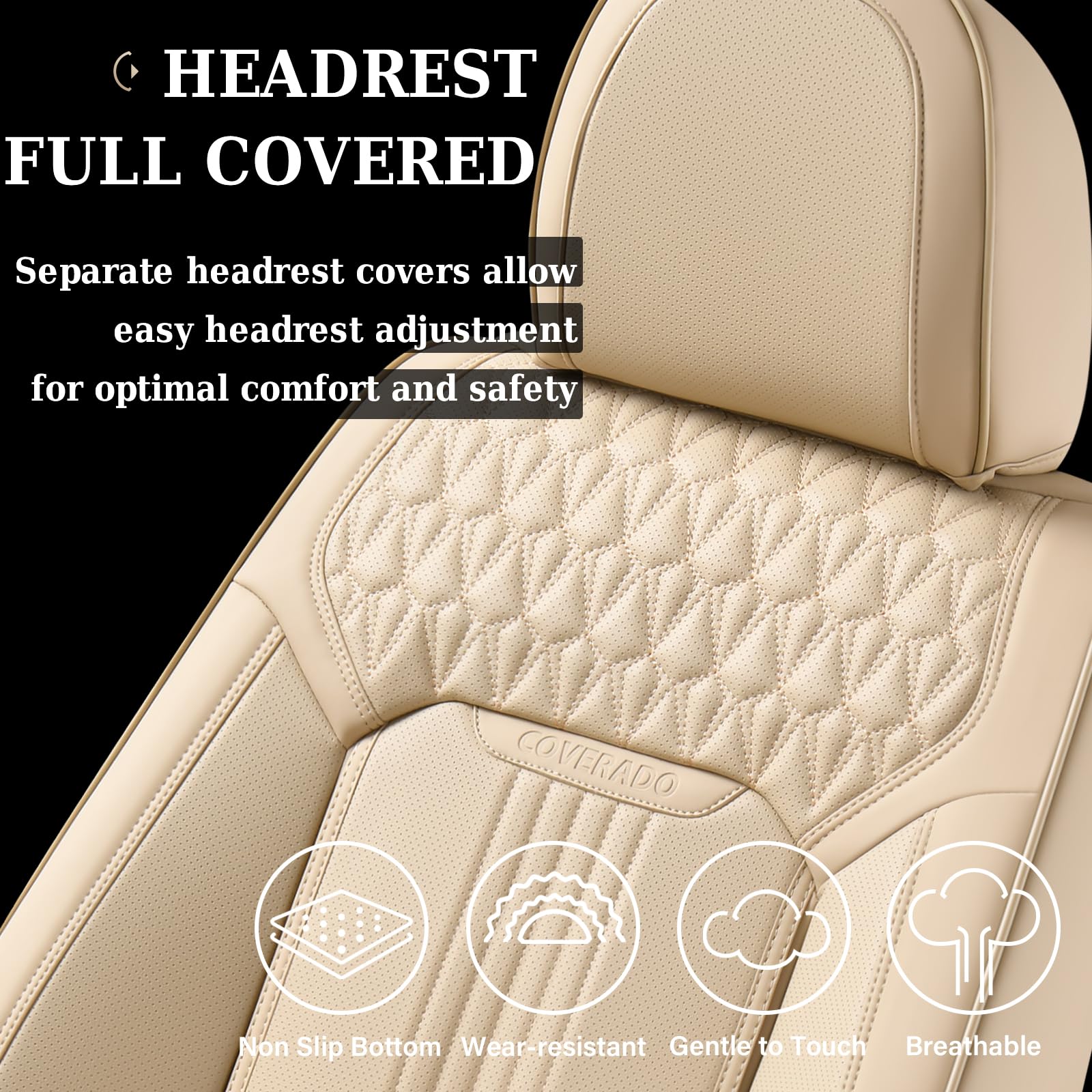 Coverado Seat Covers, Car Seat Covers Front Seats, Beige Car Seat Cover, Waterproof Car Seat Covers, Car Seat Cushion, Front Car