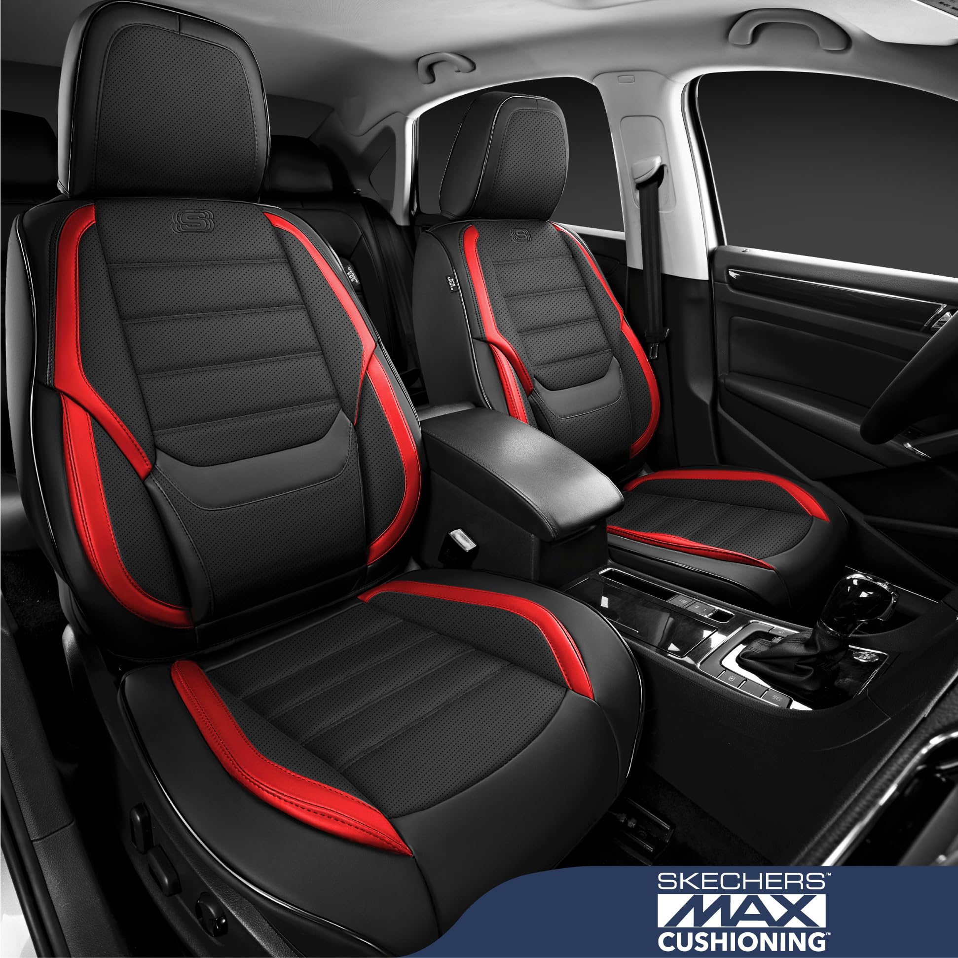 Skechers MAX Cushioning Seat Covers,Memory Foam Leather Car Seat Covers,Waterproof Car Seat Protector Front Seats,Car Seat Cushi