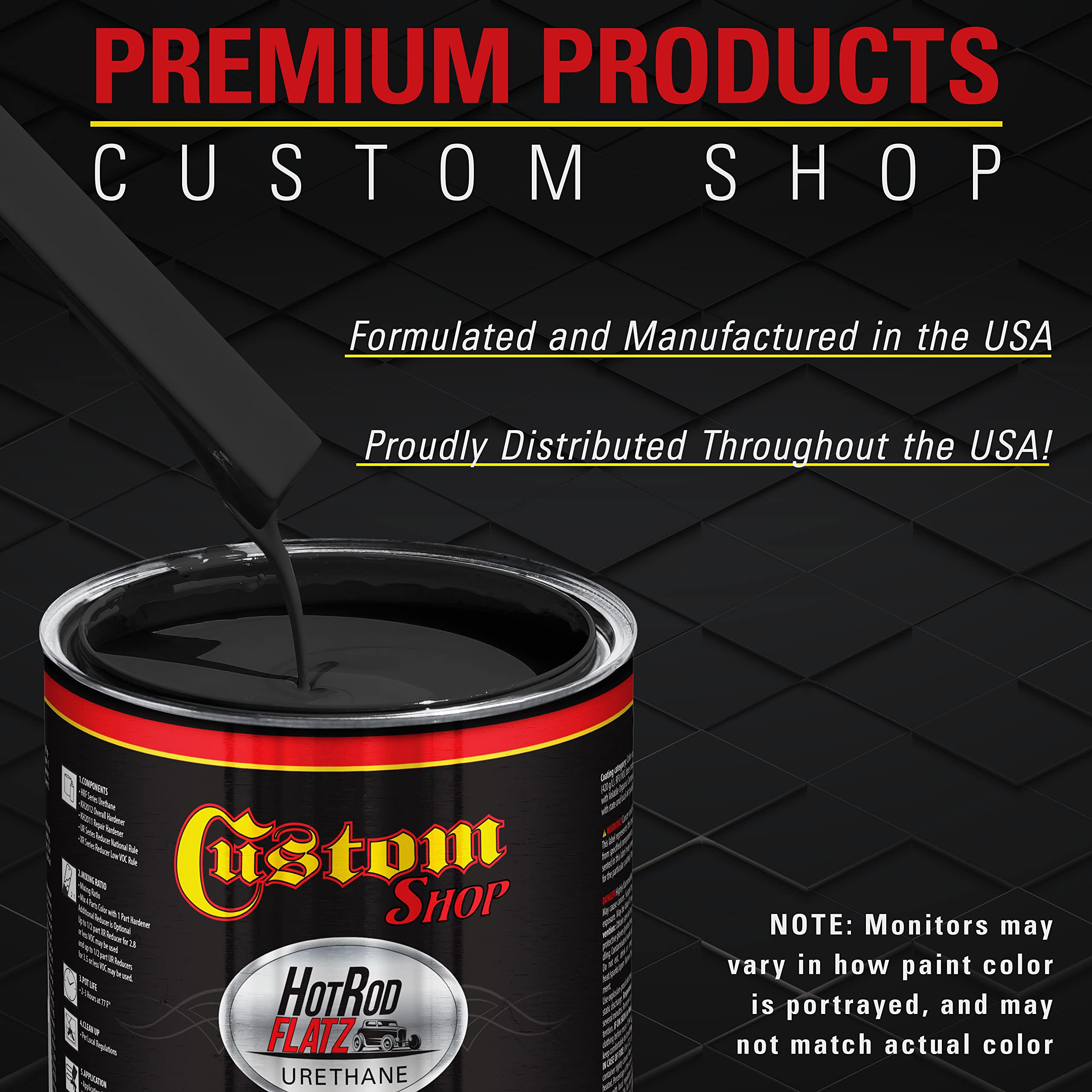 Custom Shop - Hot Rod Black - Hot Rod Flatz Flat Matte Satin Urethane Auto Paint - Complete Gallon Paint Kit - Professional Low