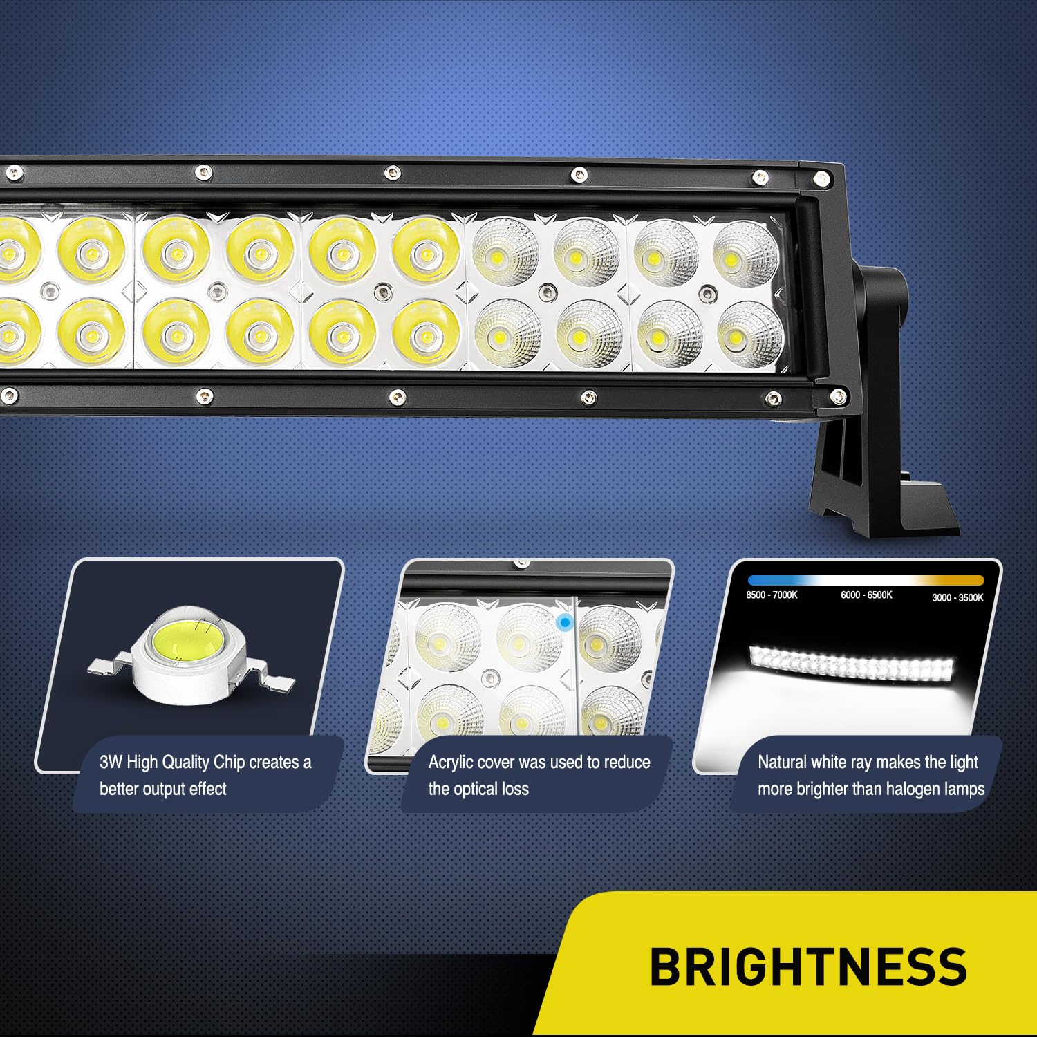 Nilight - 70015C-A Led Light Bar 22Inch 120W Curved Spot Flood Combo Led Driving Lamp Off Road Lights Led Work Light For Trucks