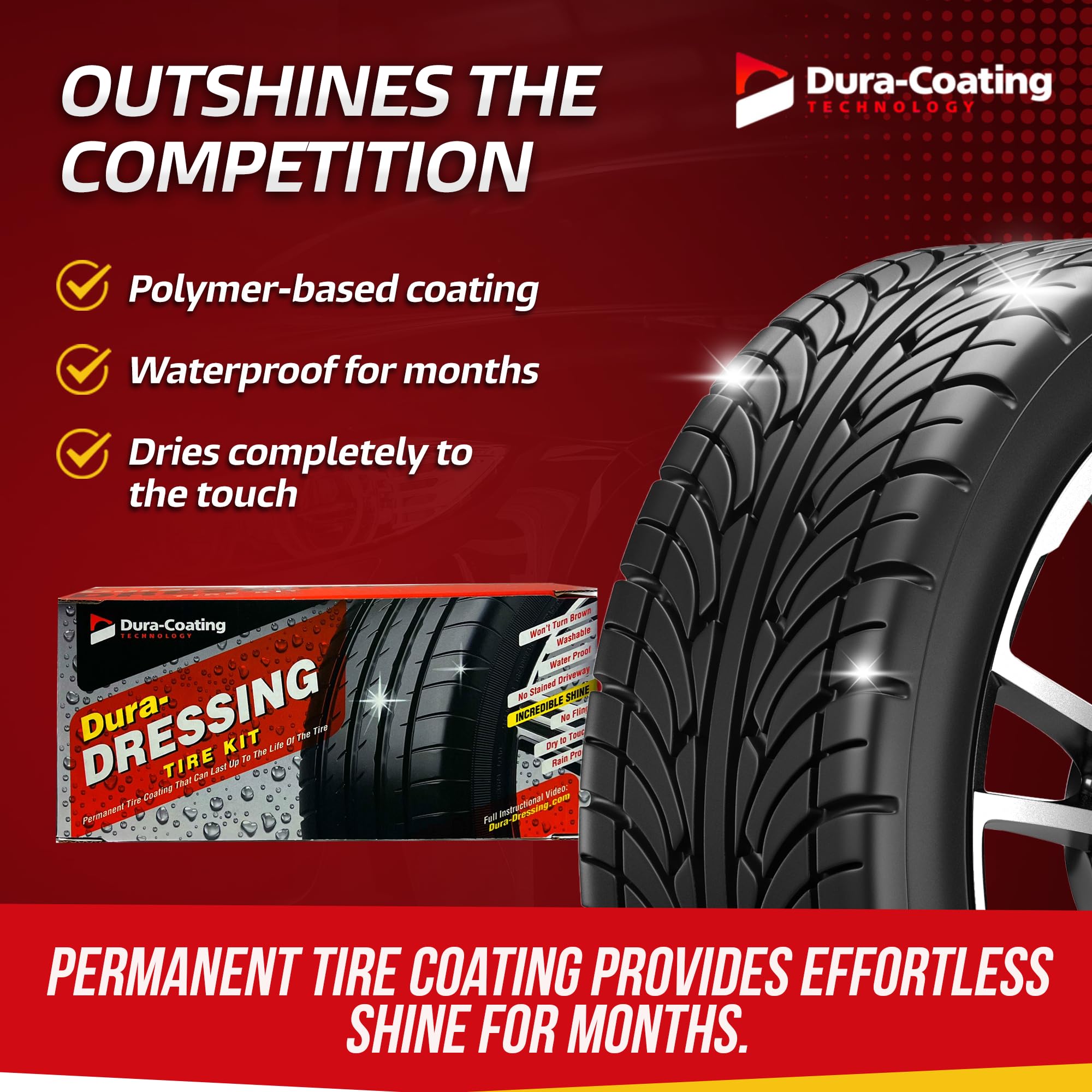 DURA-COATING TECHNOLOGY Dura-Dressing Total Tire Kit - Single Car Tire Dressing & Cleaning Kit Made in USA for a Perfect Shine