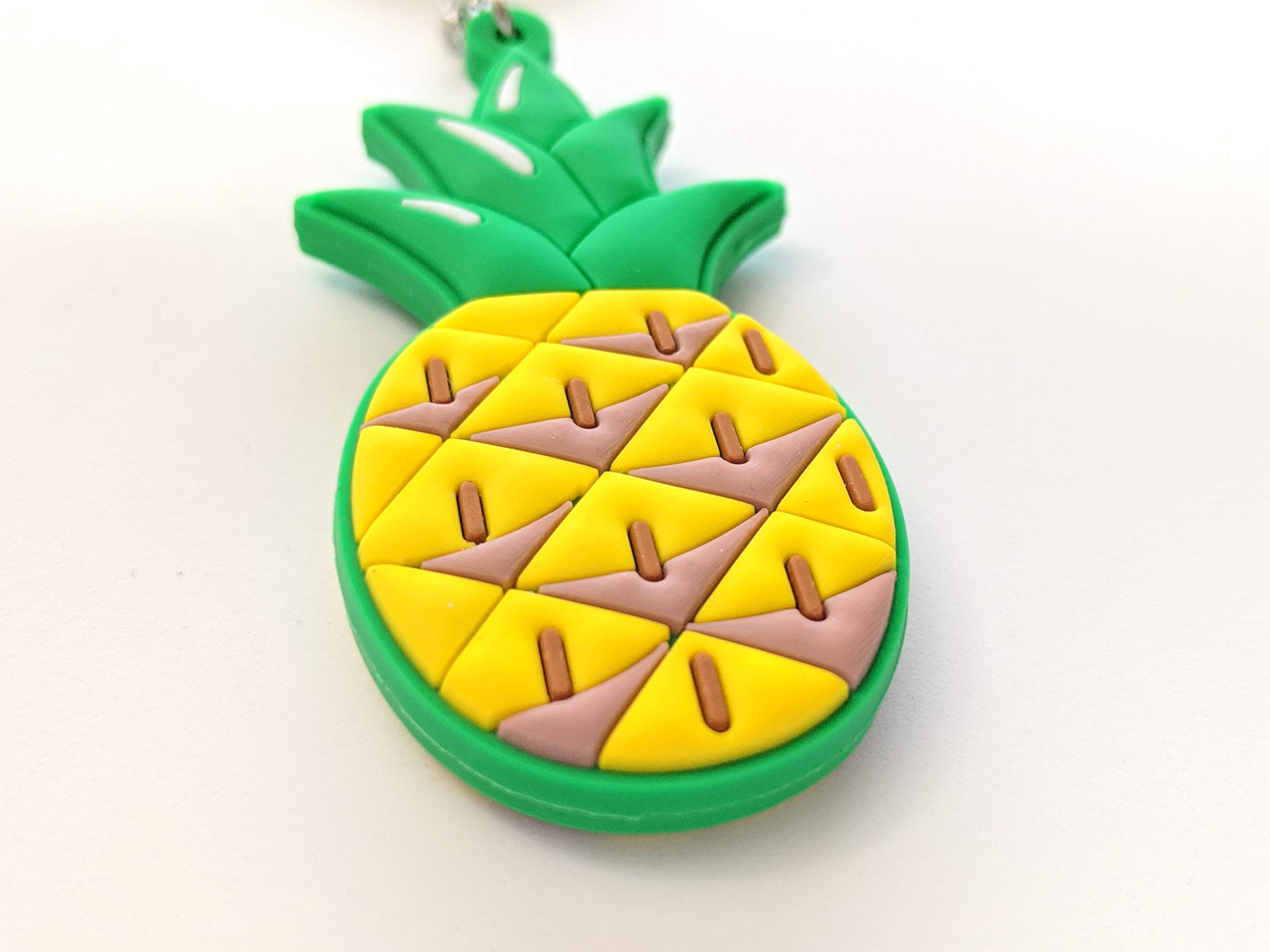 GT//Rotors Pineapple Rubber Keychain Soft Pine Apple PVC Double Sided Car Keys Fob Accessory