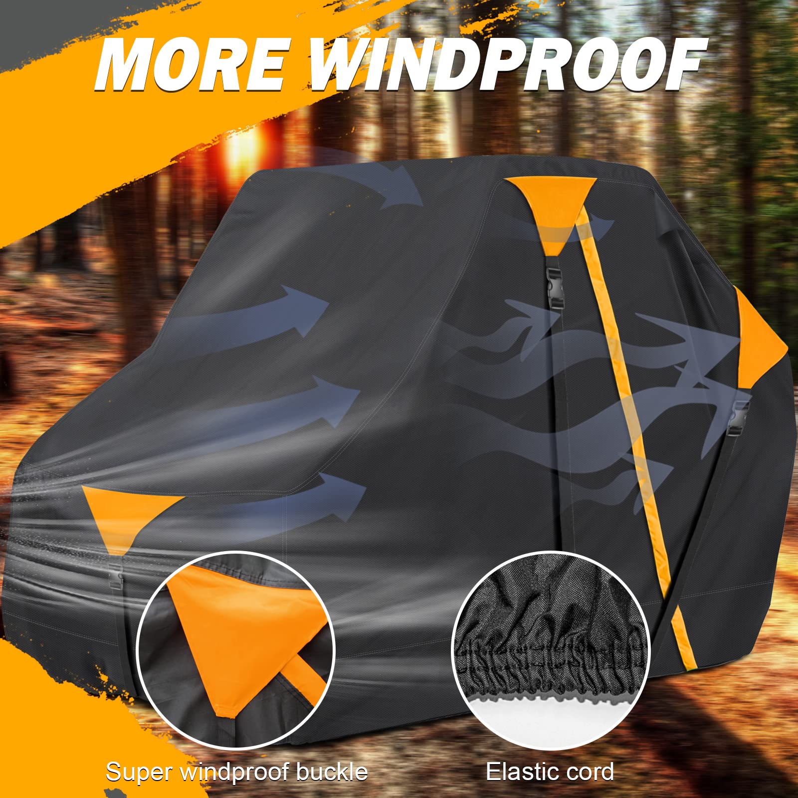 AUTOLION UTV Cover Outdoor Waterproof All-Weather Protection for Polaris RZR Yamaha Can-Am Defender Kawasaki Ranger Cover with U