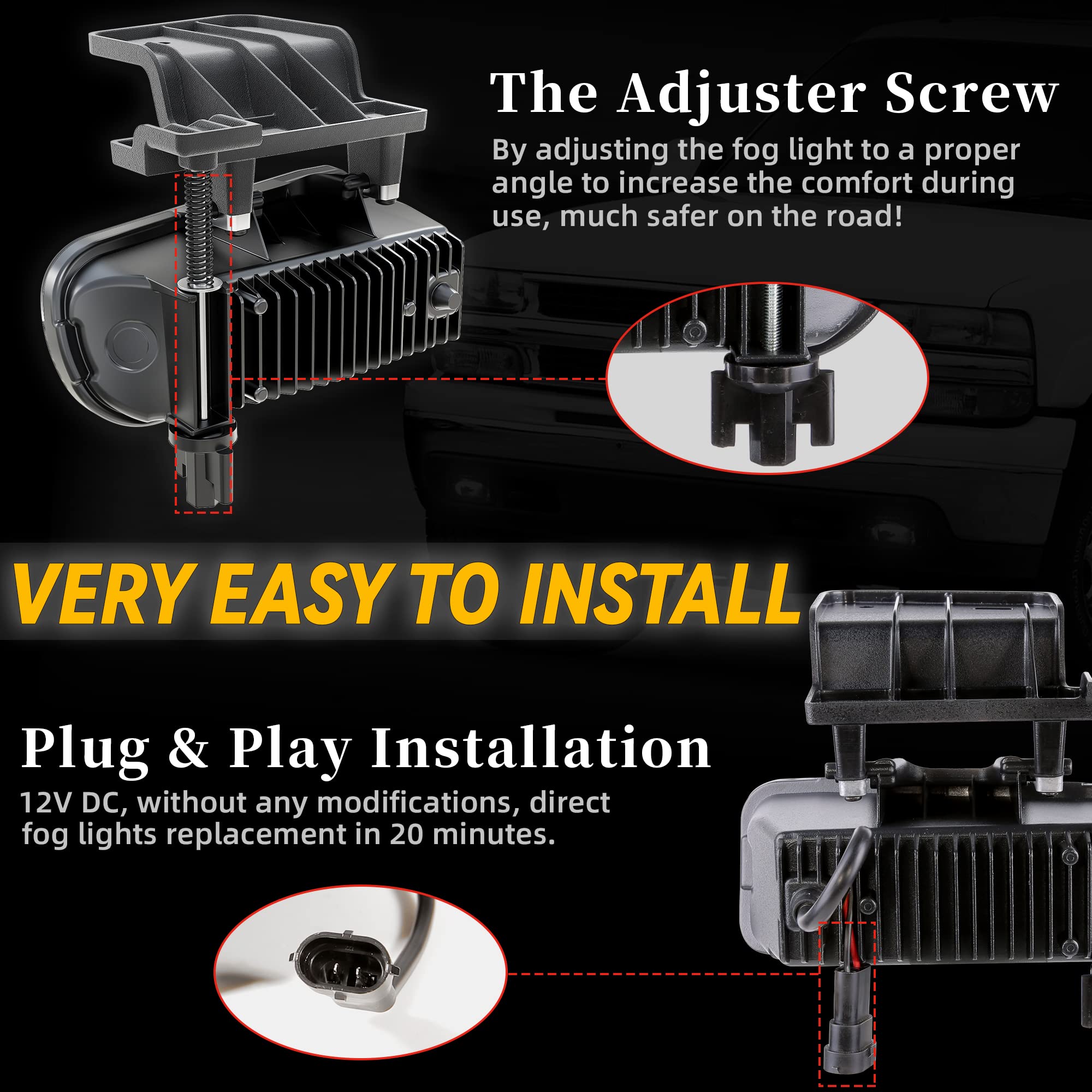 Ramjet4X4 Upgraded Led Fog Lights Fog Lamps Dot Approved Replacement Compatible With 1999-2002 Chevy Silverado 1500 2500 3500, 2