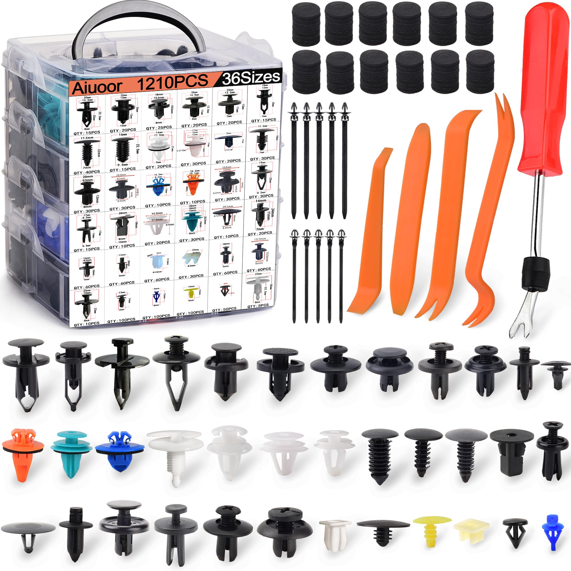 Car Retainer Clips 1345PCS Car Push Retainer Clips Car Plastic Door Panel Trim Clips Kit 36 Sizes Cars Body Kits Fastener Remove