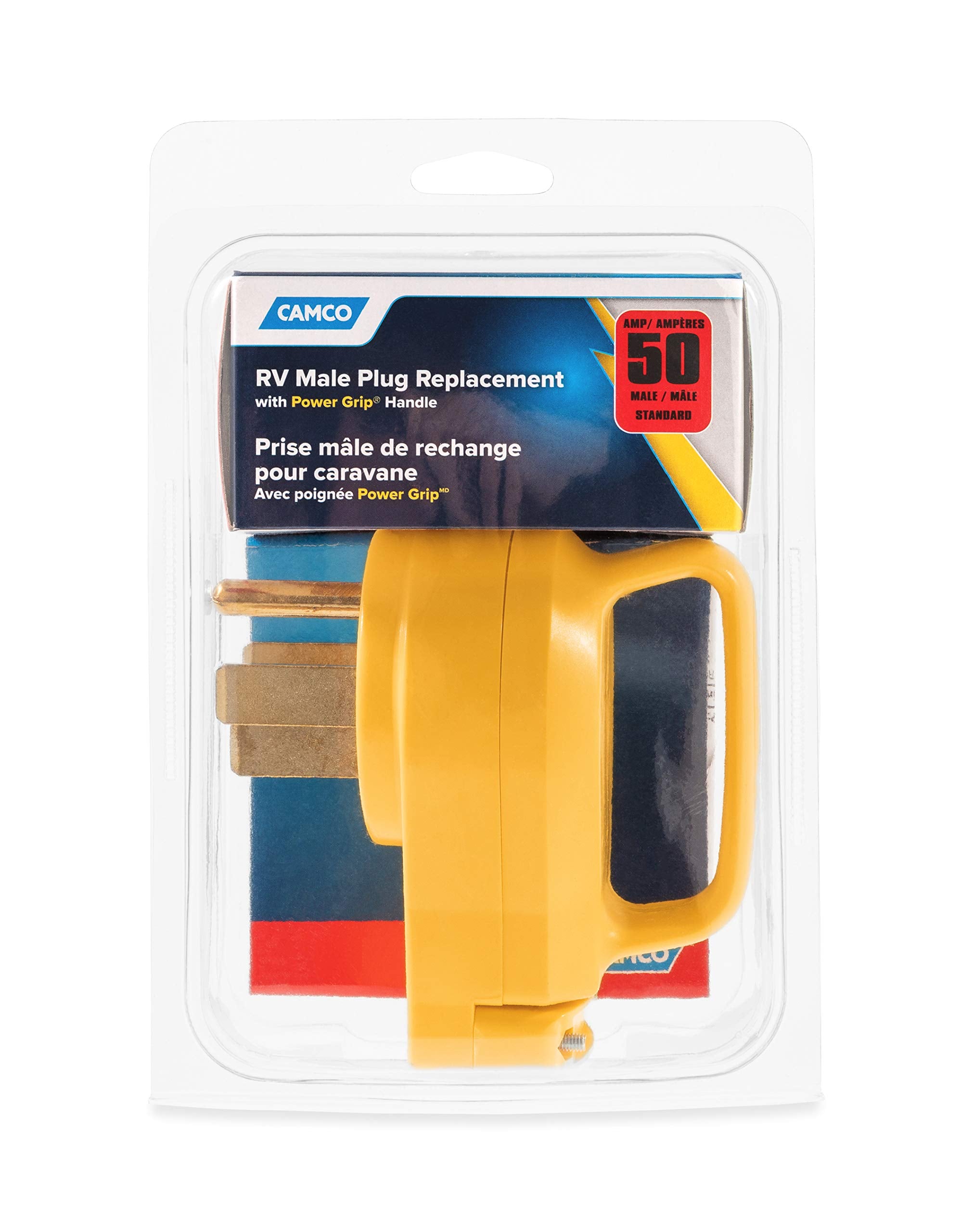 Camco Power Grip Camper/RV Replacement Plug - Attach 50 Amp Plug to Existing RV Extension Cord - Features 50 Amp RV Plug (NEMA 1
