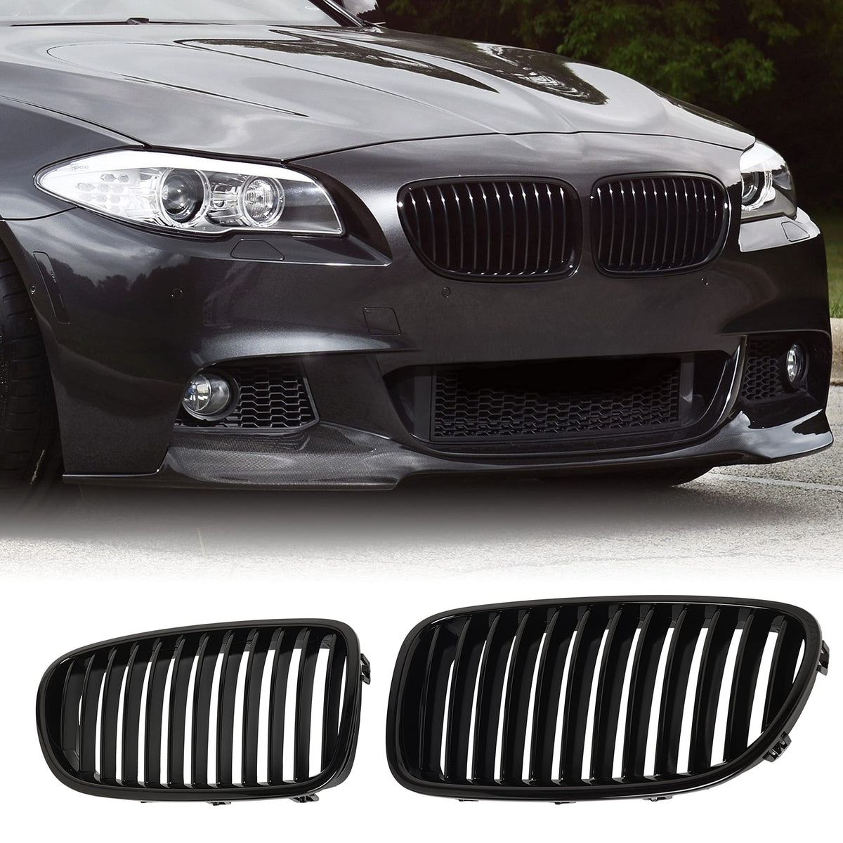 Billdio F10 Grille - Black Kidney Single Slats Grill Compatible With Bmw 2010-2017 5 Series F10 F11 F18 Sedan 520I 528I 535D 535
