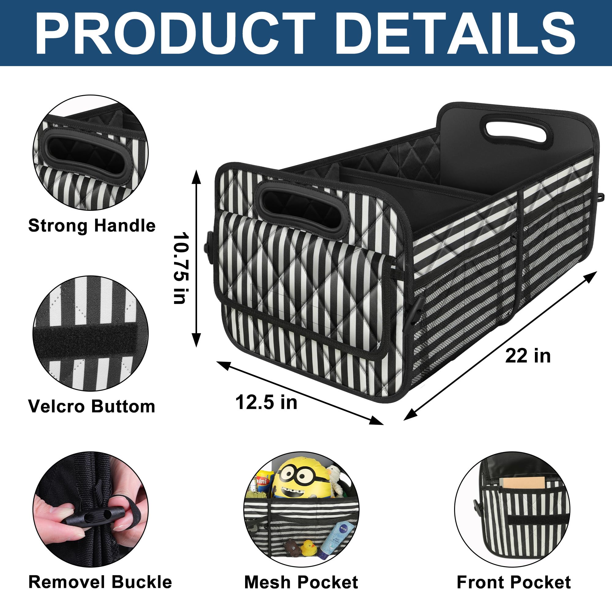 Deosk Car Trunk Organizer For Suvs, Cars And Trucks With 6 Big Pockets, Waterproof Polyester Storage Box