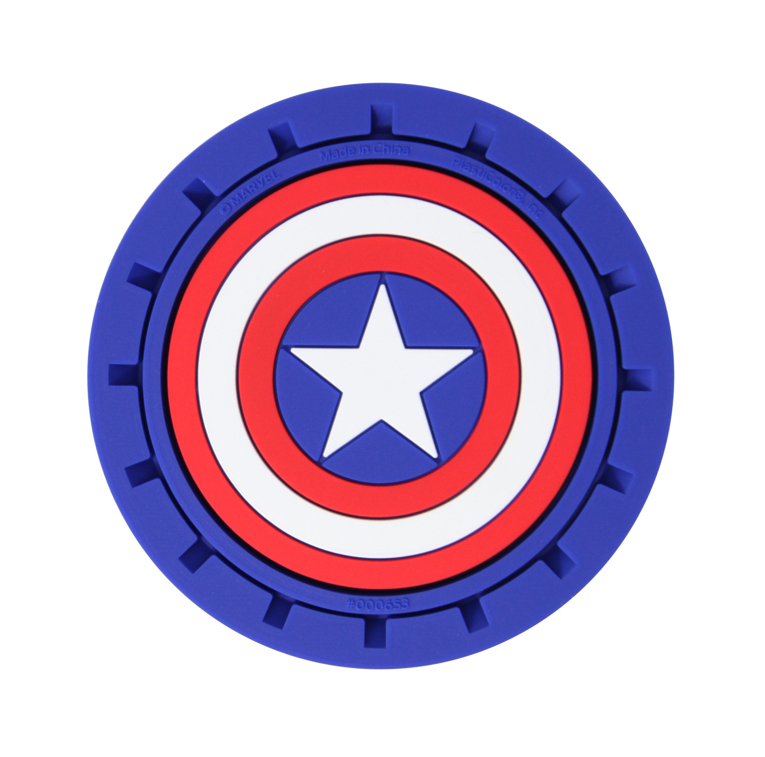 Plasticolor 000653R01 Marvel Captain America Auto Car Truck Suv Cup Holder Coaster 2-Pack , Blue